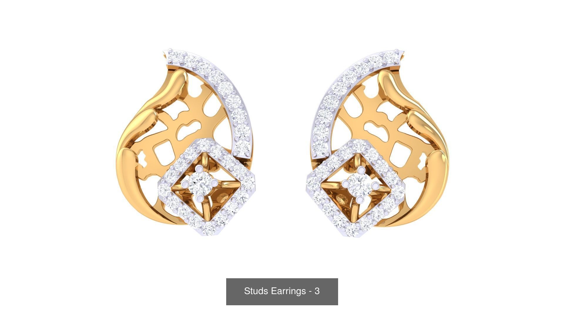 830 Diamond Studs Earrings Pack 3D Model Collection_259