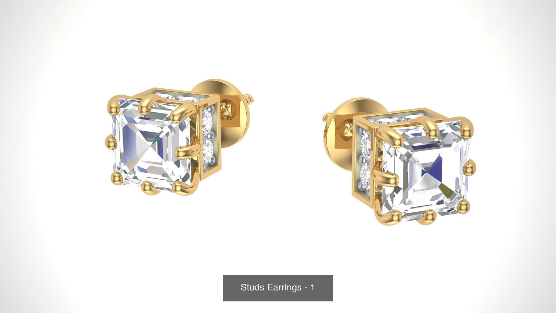 830 Diamond Studs Earrings Pack 3D Model Collection_82
