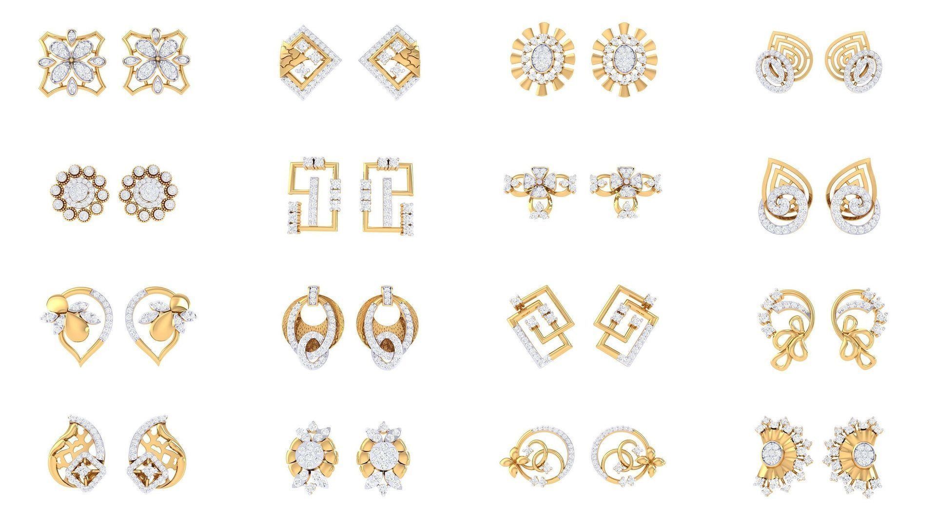830 Diamond Studs Earrings Pack 3D Model Collection_24