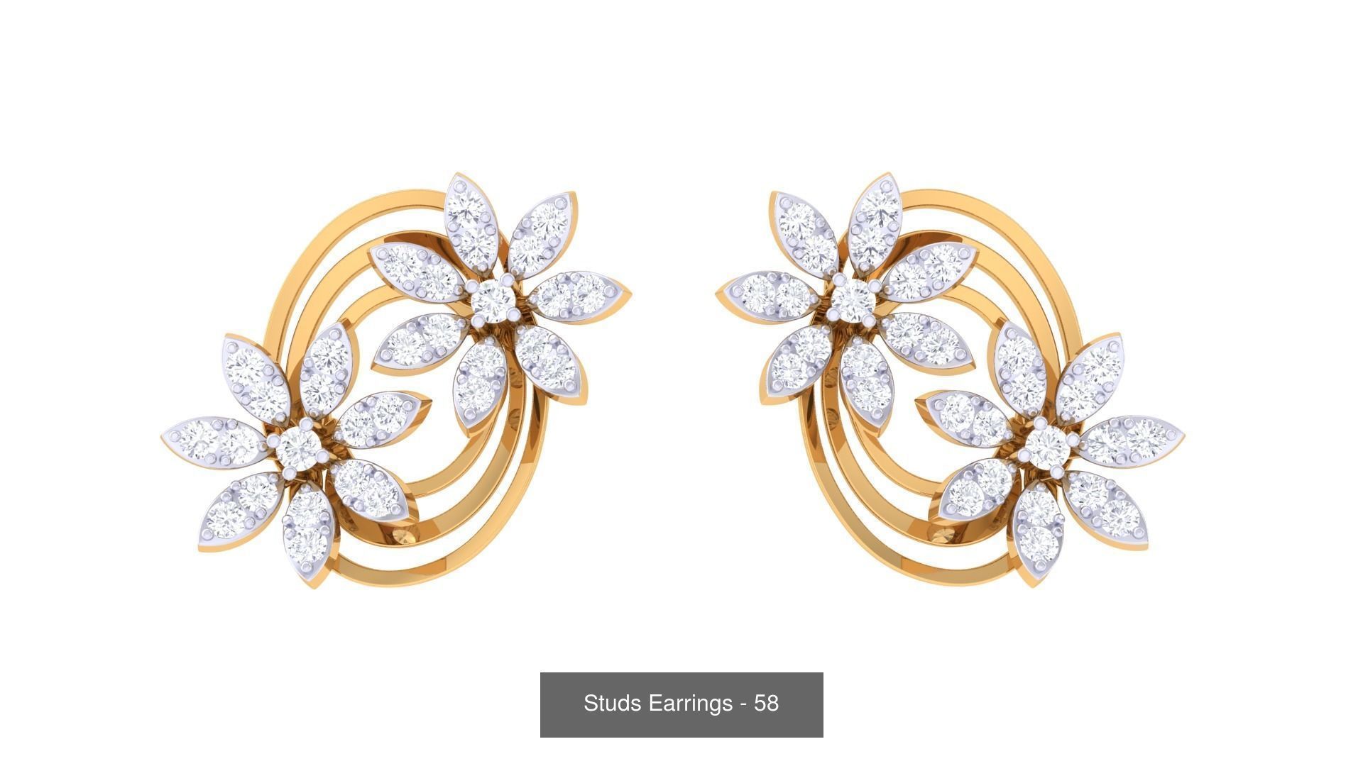 830 Diamond Studs Earrings Pack 3D Model Collection_228