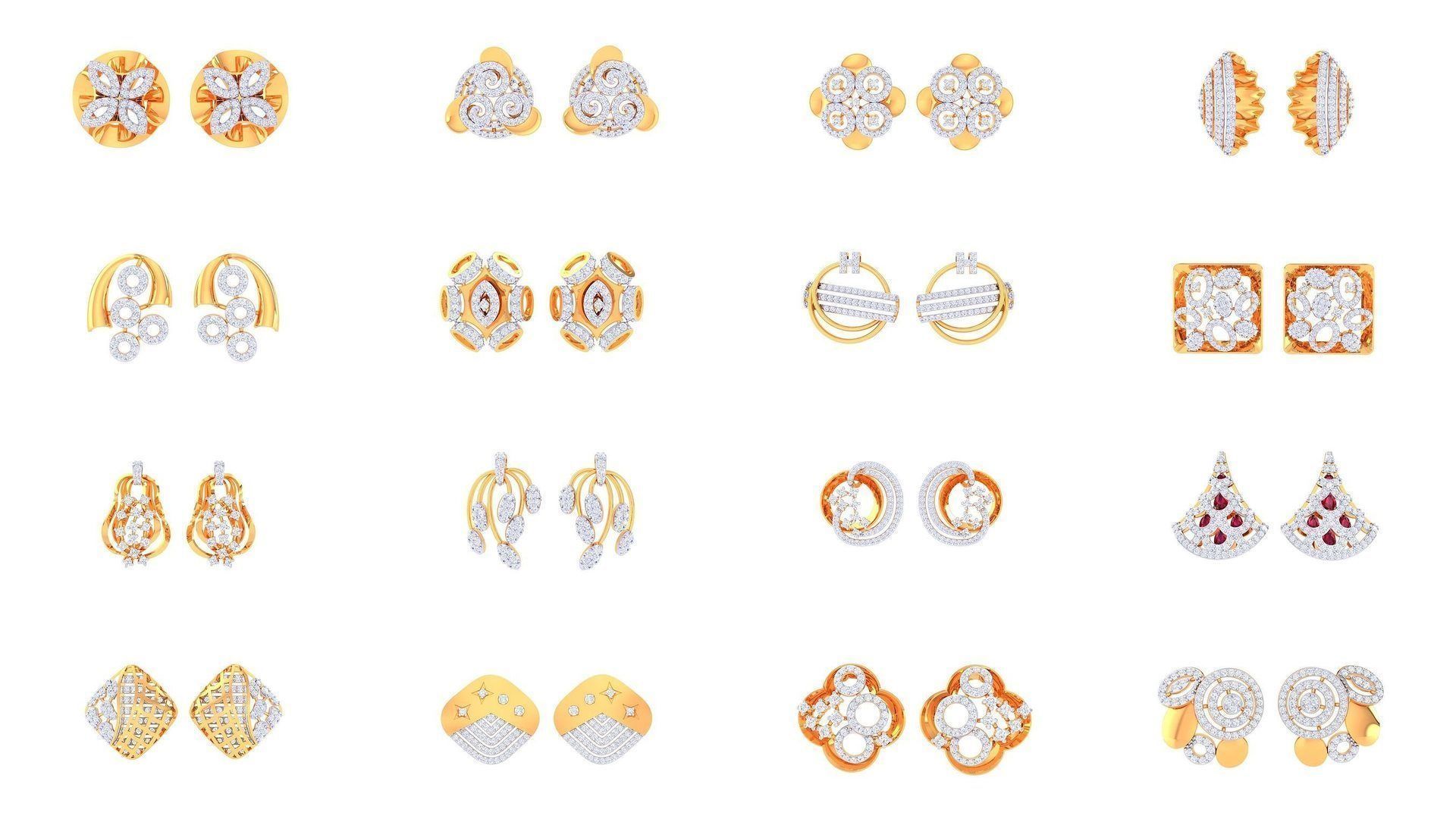 830 Diamond Studs Earrings Pack 3D Model Collection_78