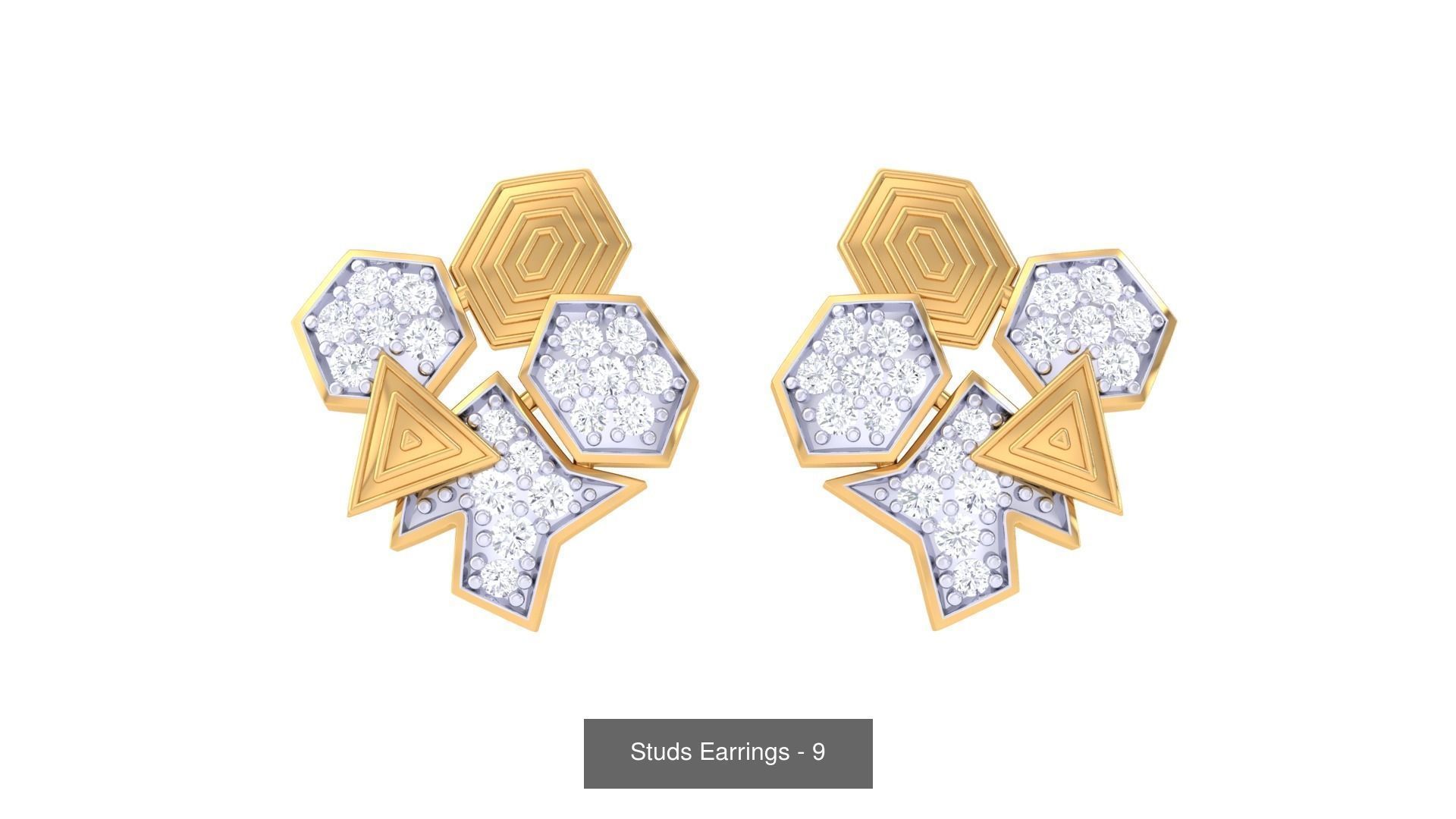 830 Diamond Studs Earrings Pack 3D Model Collection_193