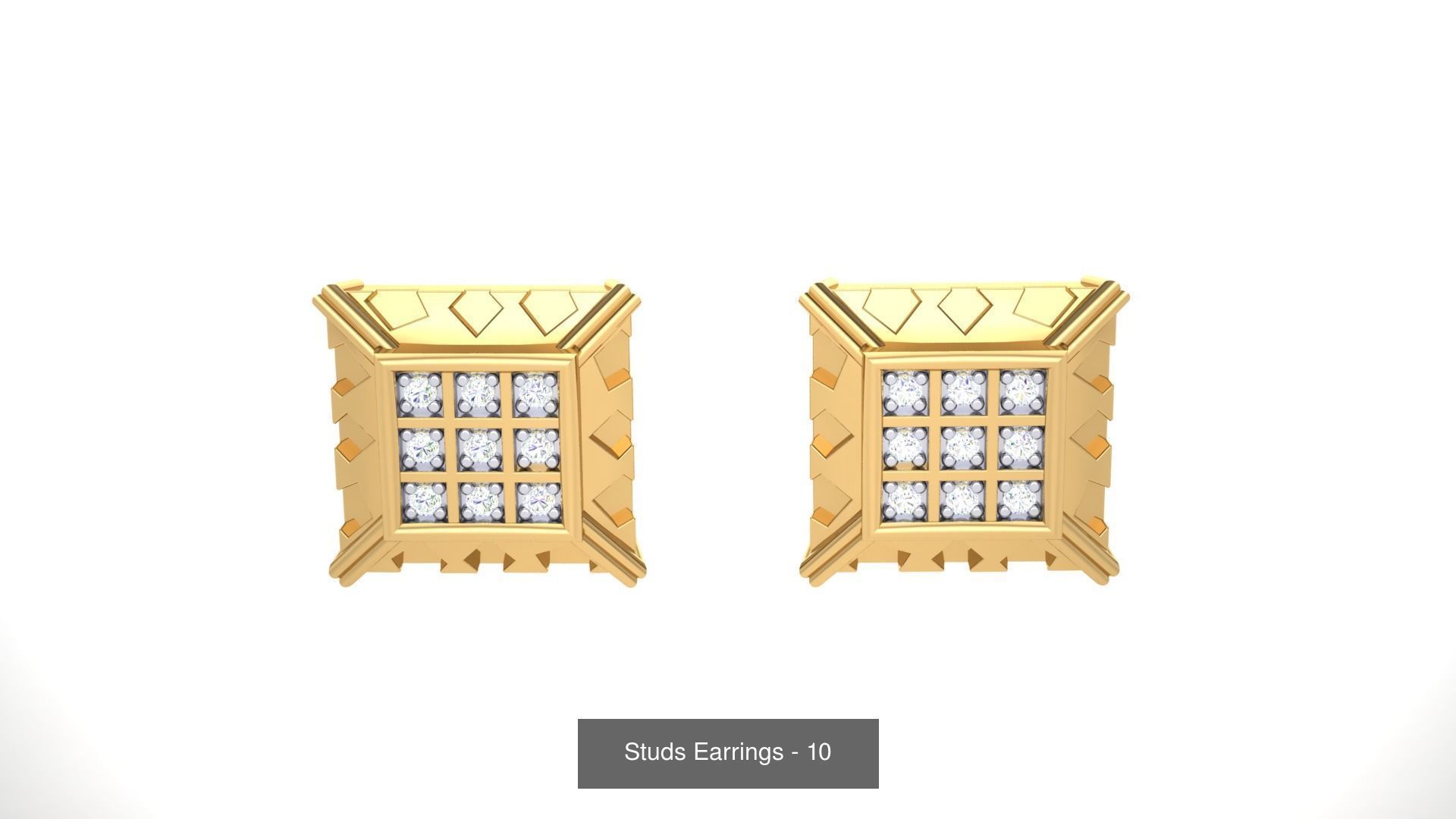 830 Diamond Studs Earrings Pack 3D Model Collection_49