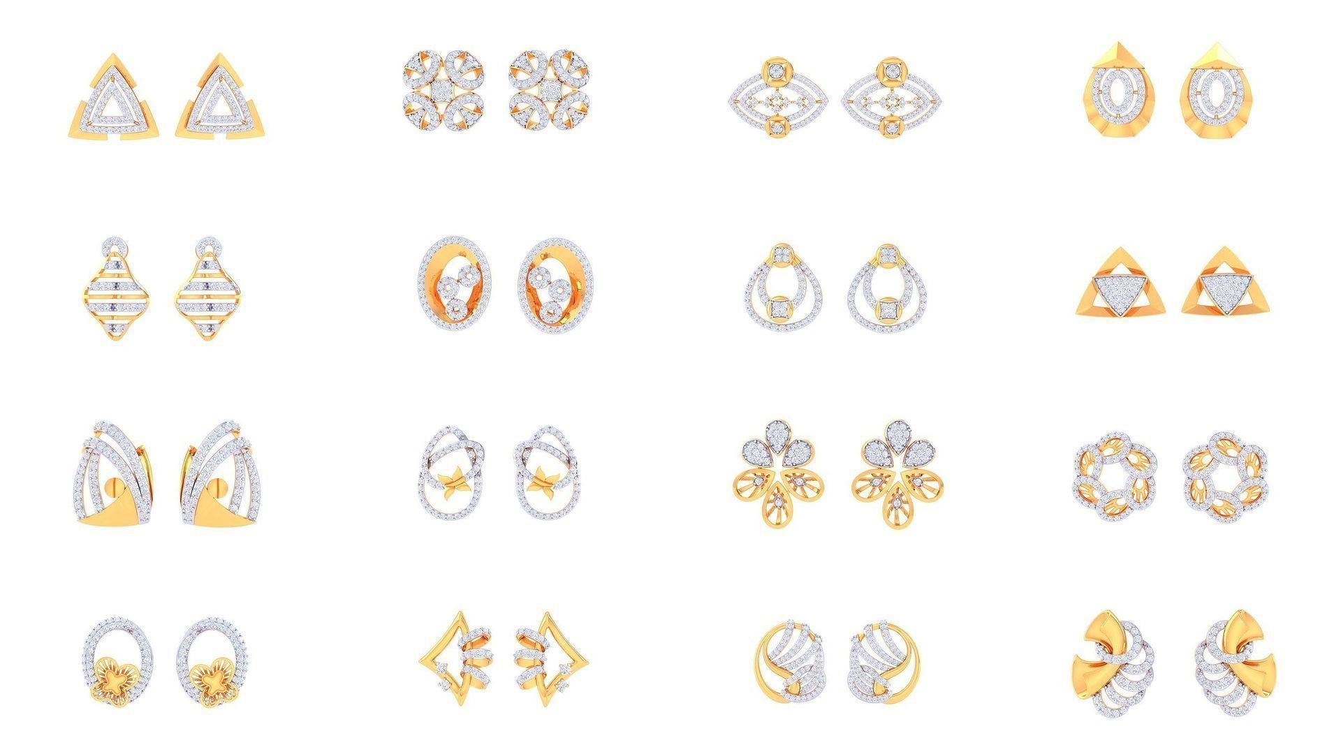 830 Diamond Studs Earrings Pack 3D Model Collection_93