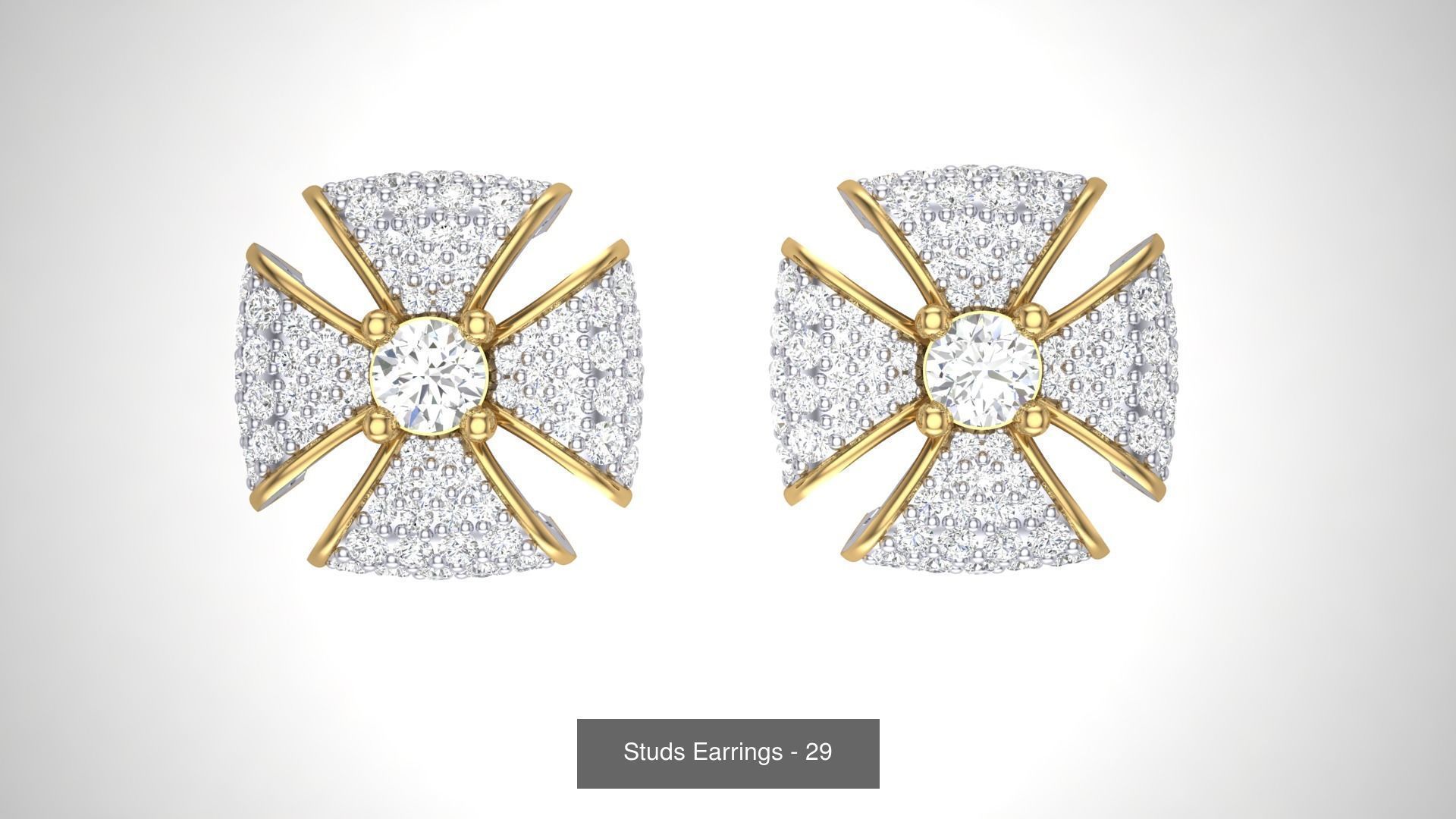 830 Diamond Studs Earrings Pack 3D Model Collection_289