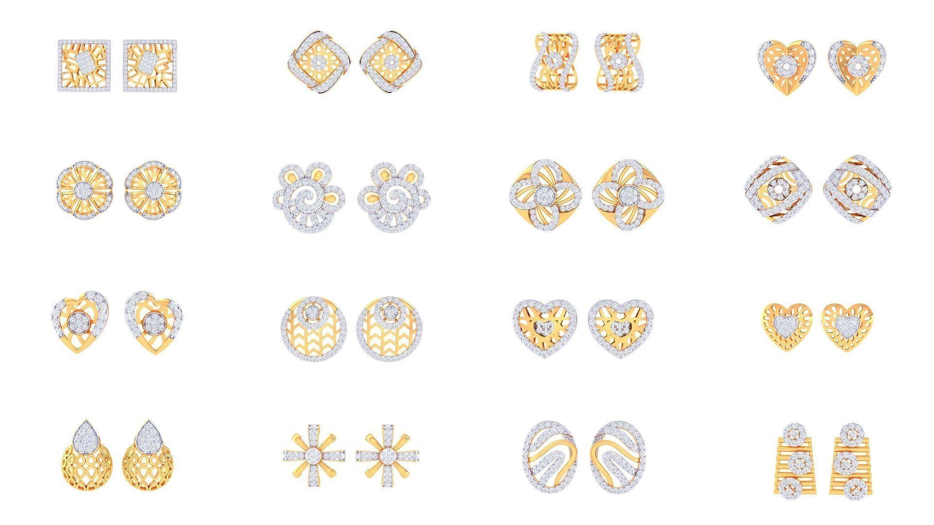 830 Diamond Studs Earrings Pack 3D Model Collection_102