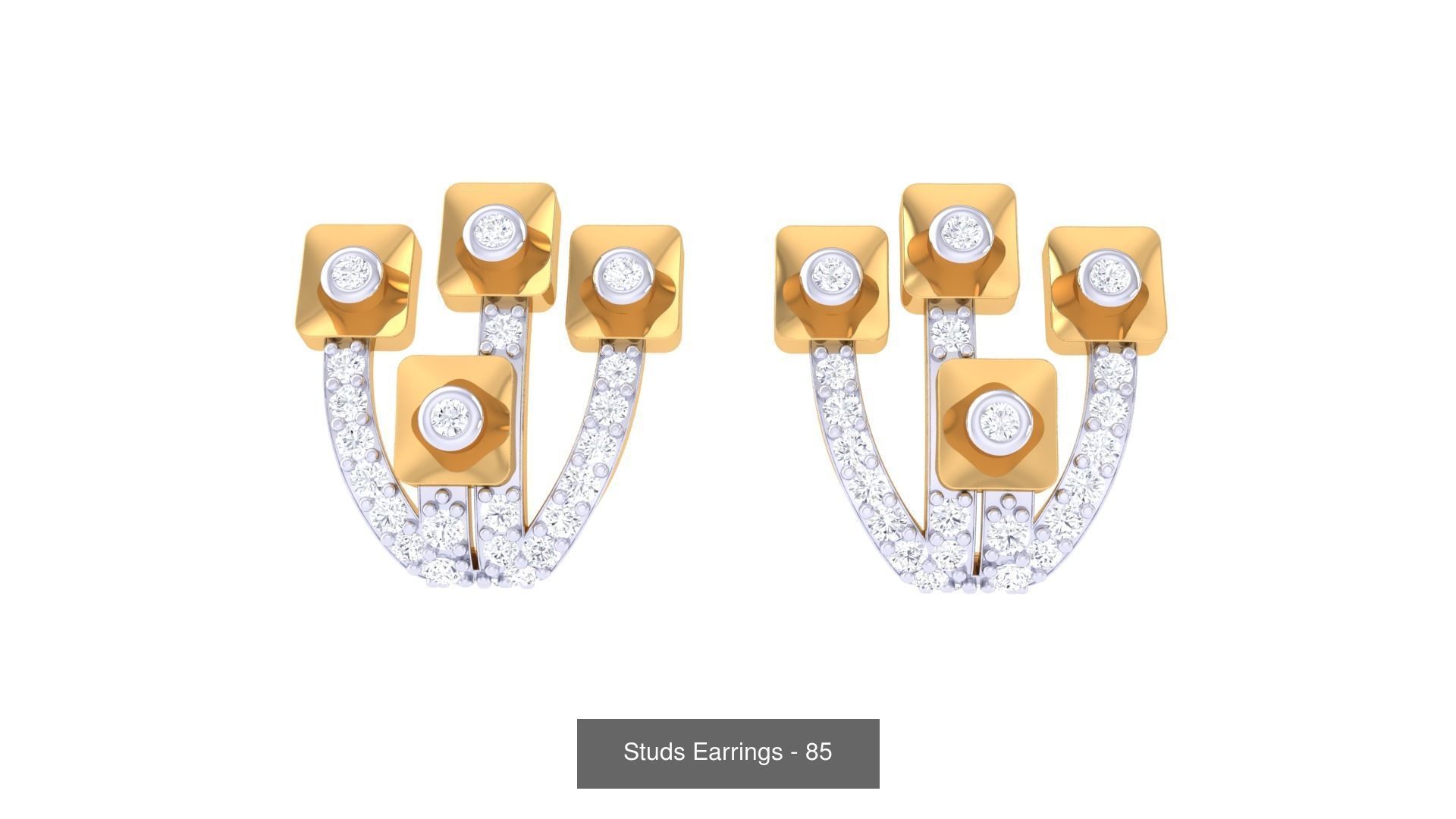 830 Diamond Studs Earrings Pack 3D Model Collection_198