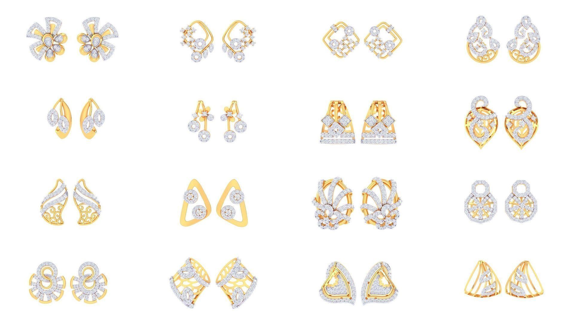 830 Diamond Studs Earrings Pack 3D Model Collection_105
