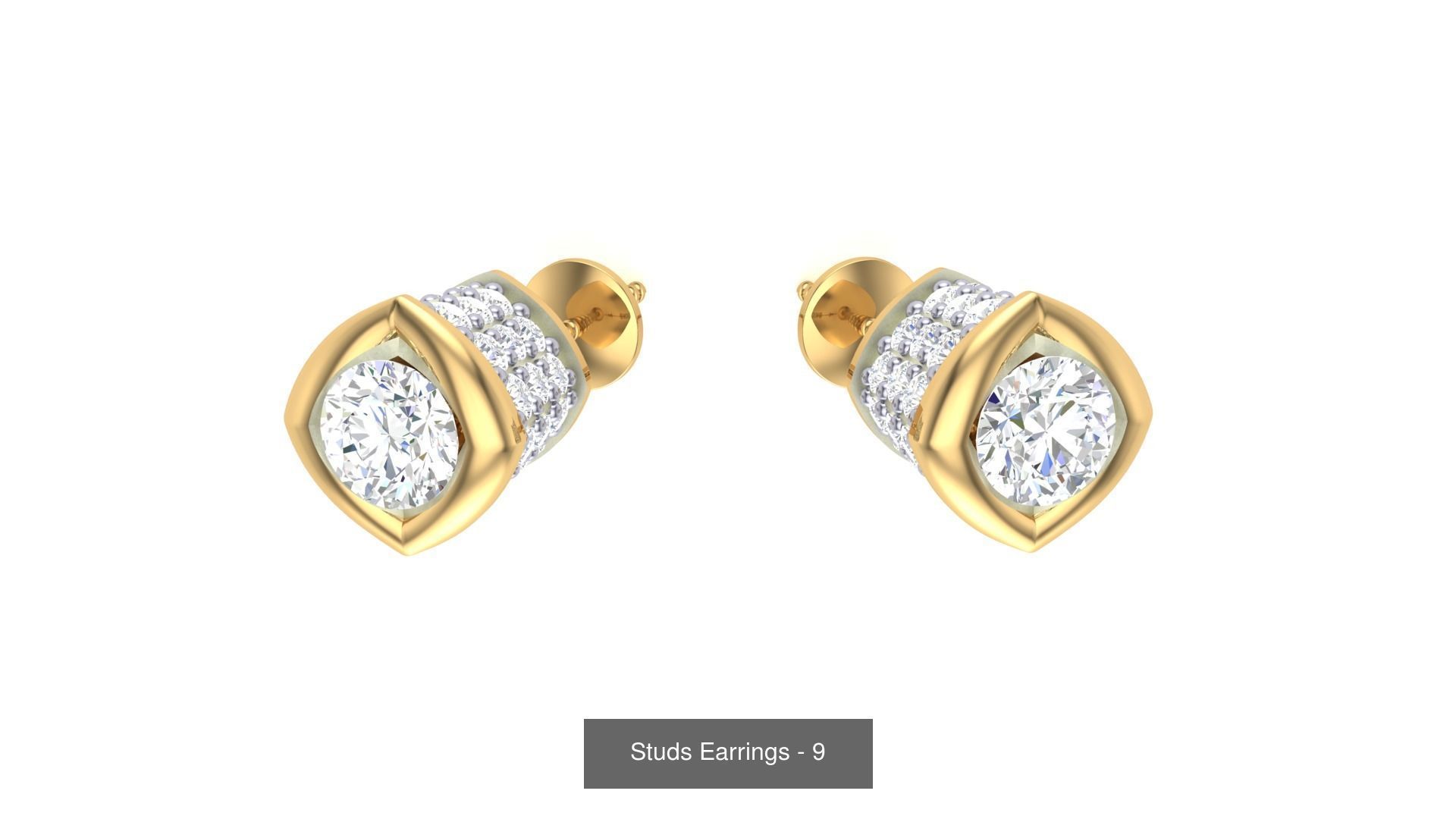 830 Diamond Studs Earrings Pack 3D Model Collection_55