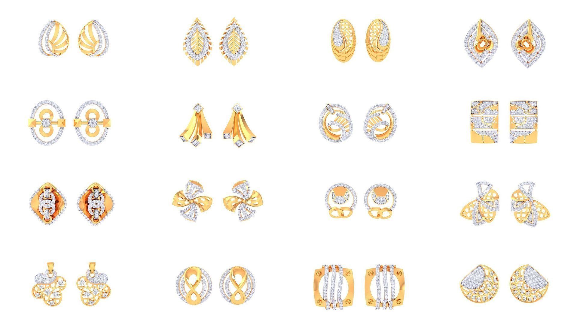 830 Diamond Studs Earrings Pack 3D Model Collection_90