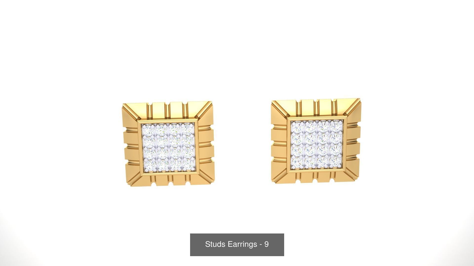 830 Diamond Studs Earrings Pack 3D Model Collection_25