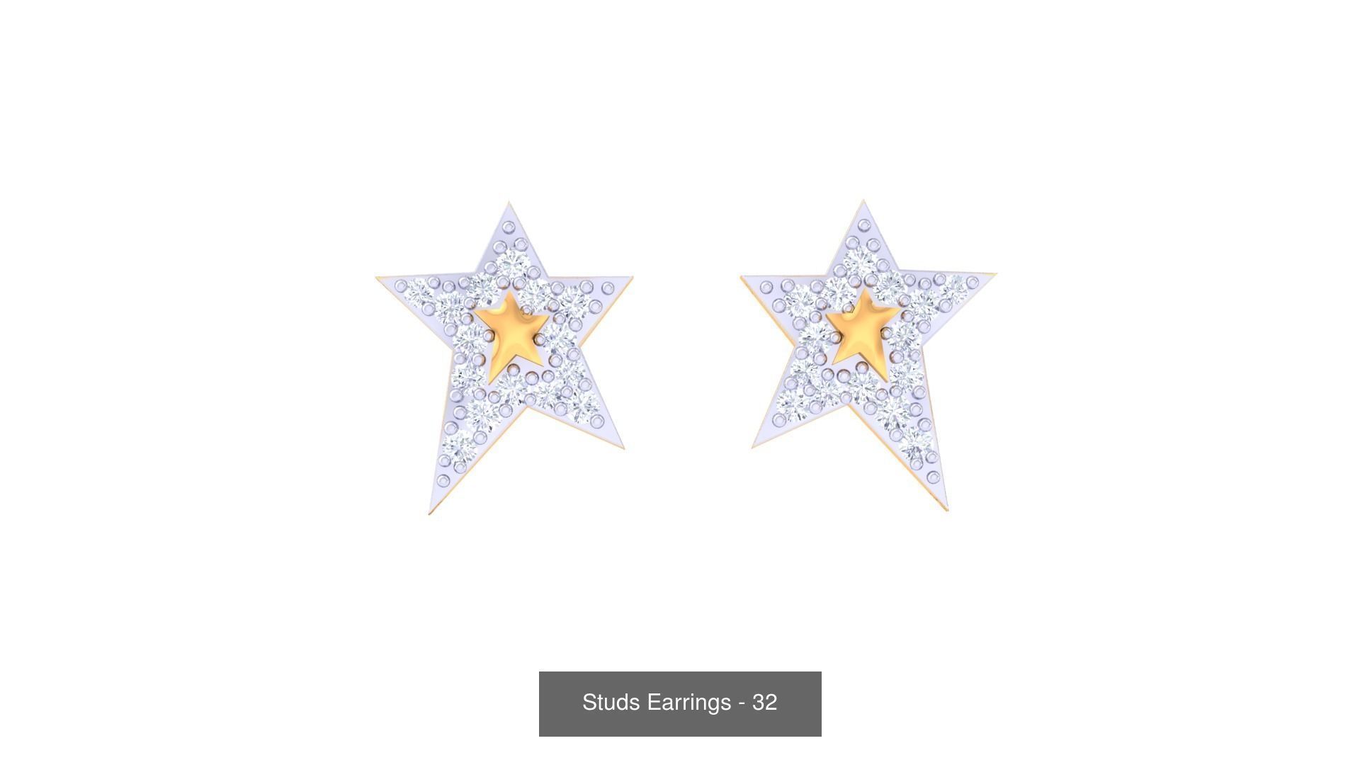 830 Diamond Studs Earrings Pack 3D Model Collection_175