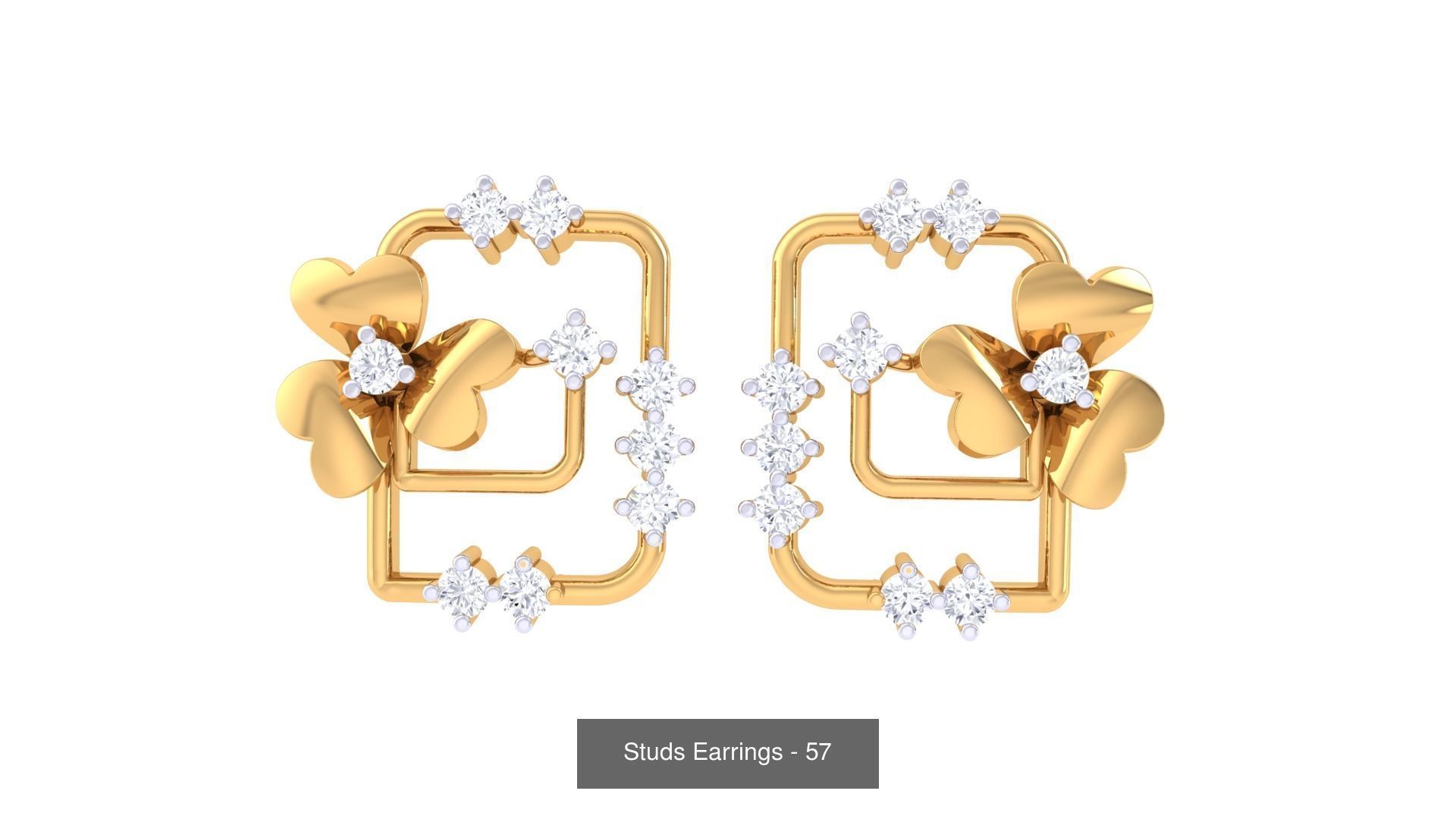 830 Diamond Studs Earrings Pack 3D Model Collection_229