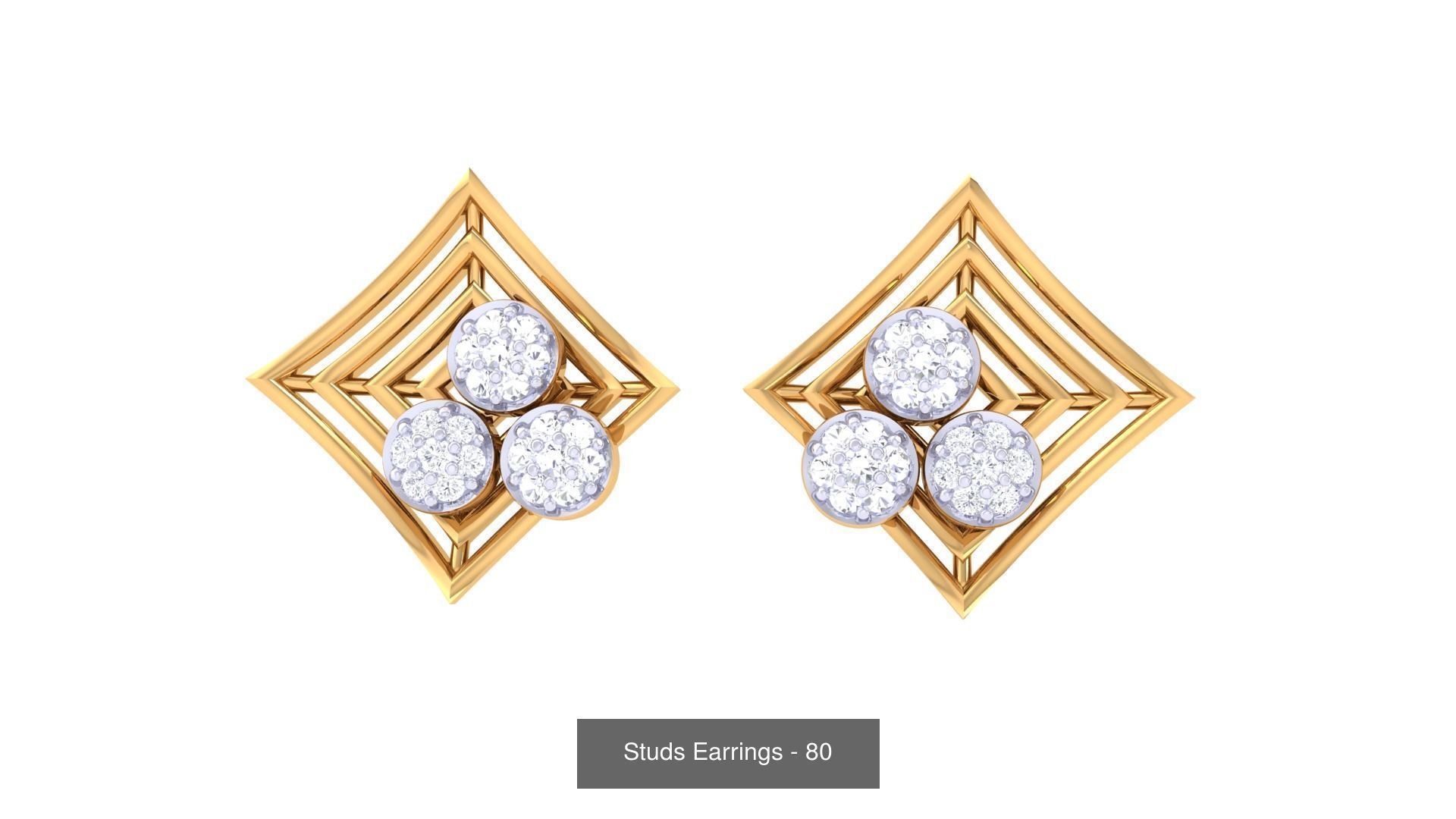 830 Diamond Studs Earrings Pack 3D Model Collection_203