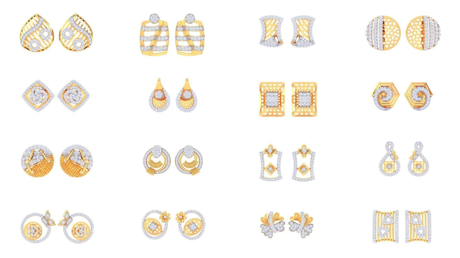 830 Diamond Studs Earrings Pack 3D Model Collection_96