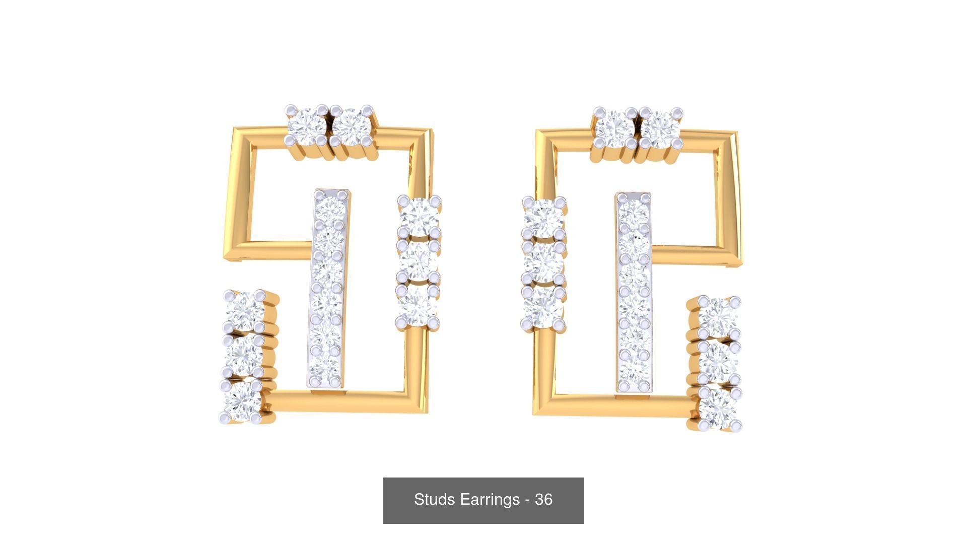 830 Diamond Studs Earrings Pack 3D Model Collection_252