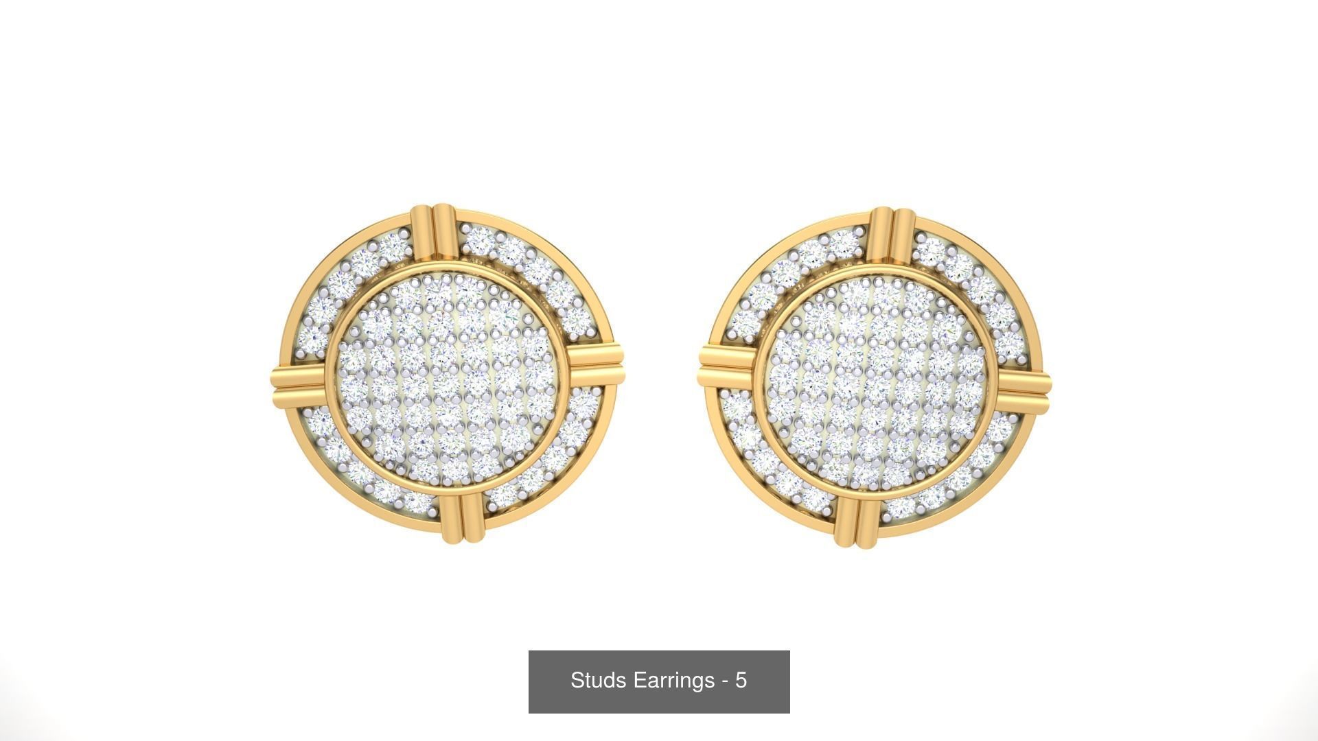 830 Diamond Studs Earrings Pack 3D Model Collection_37