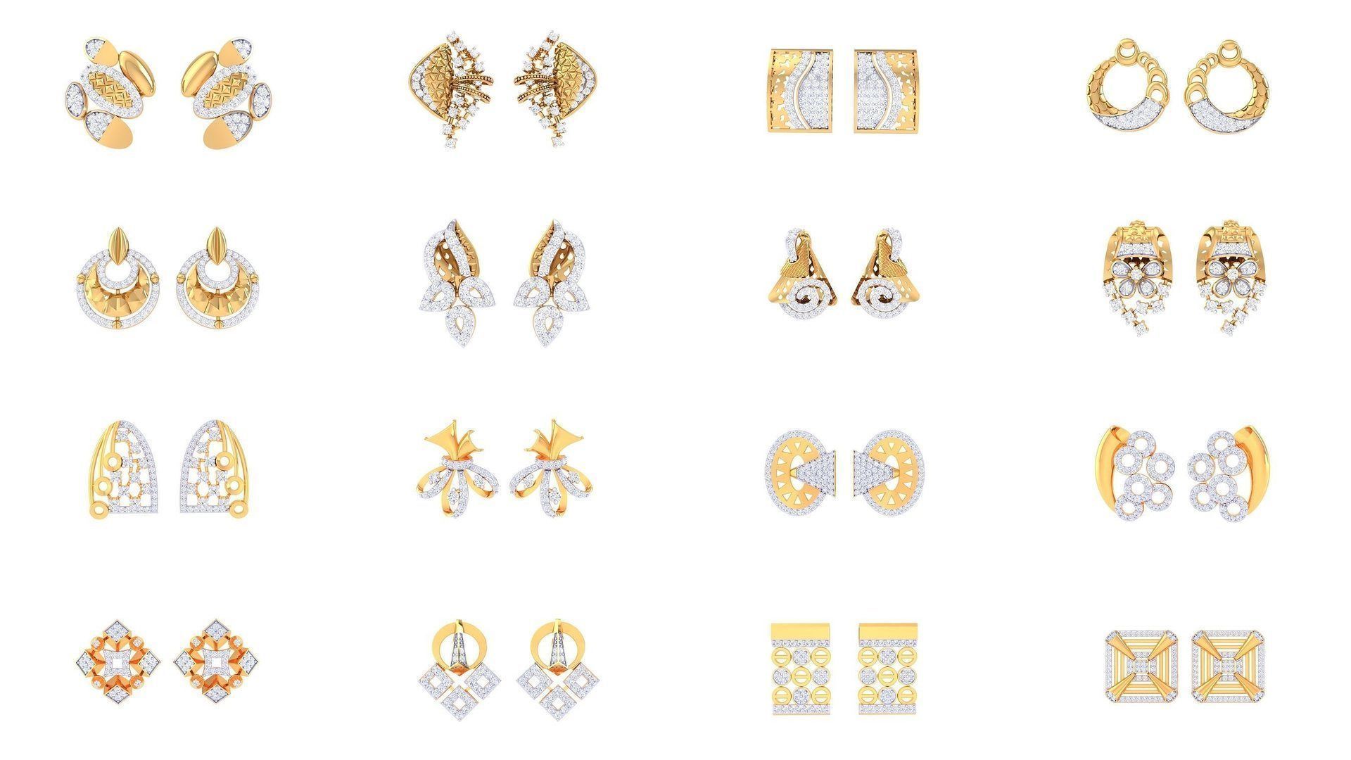 830 Diamond Studs Earrings Pack 3D Model Collection_72