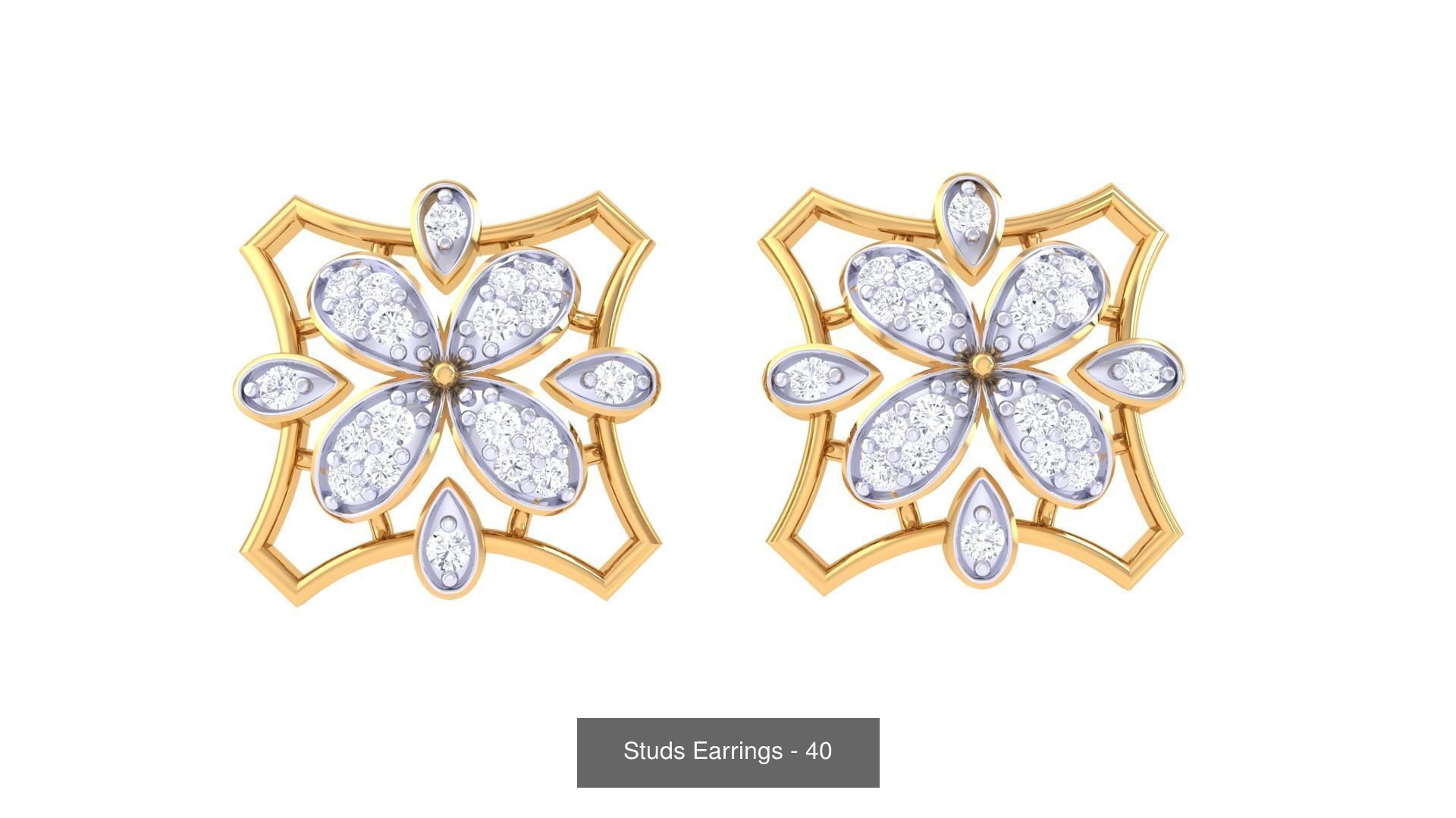 830 Diamond Studs Earrings Pack 3D Model Collection_247
