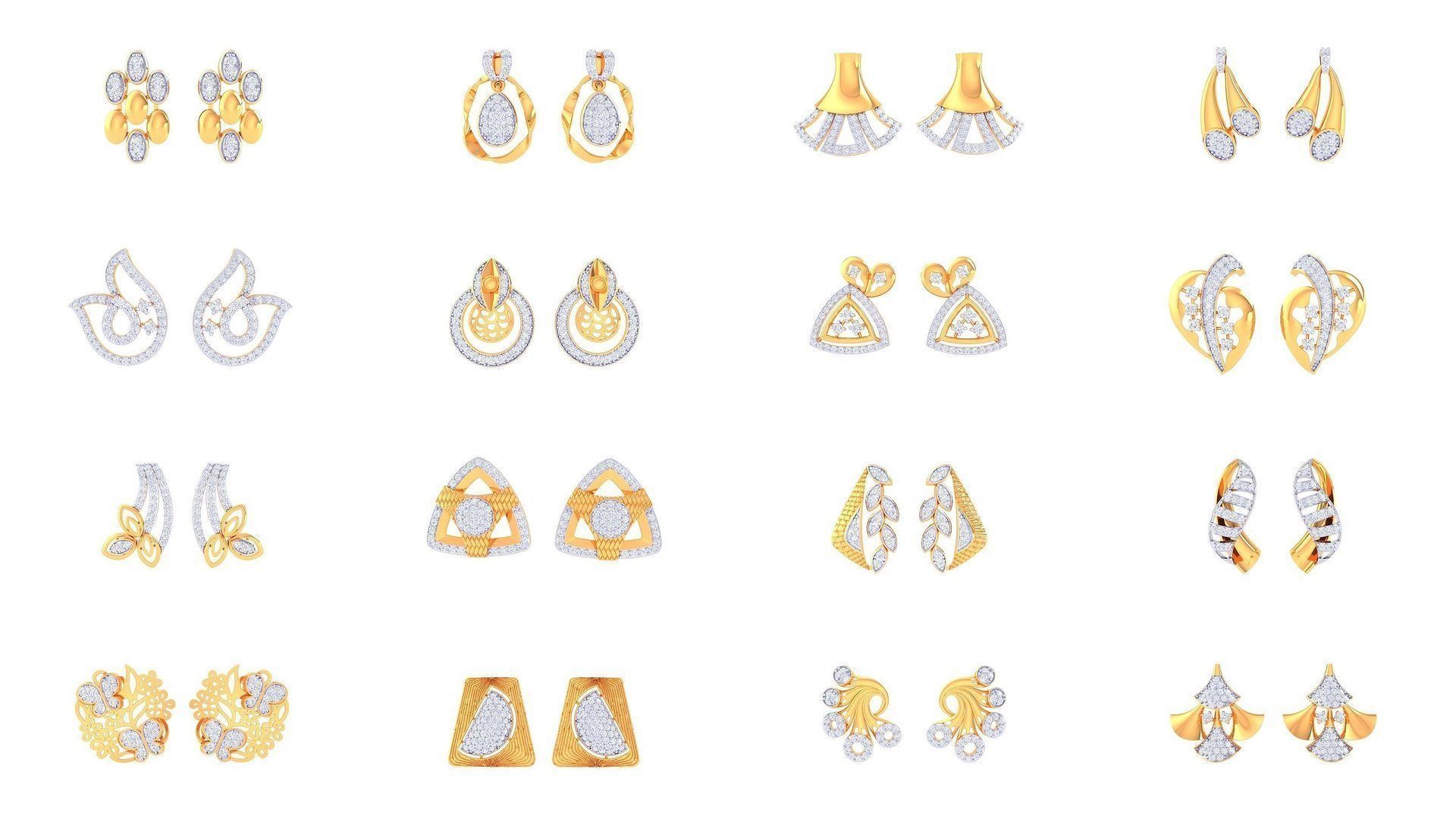 830 Diamond Studs Earrings Pack 3D Model Collection_87