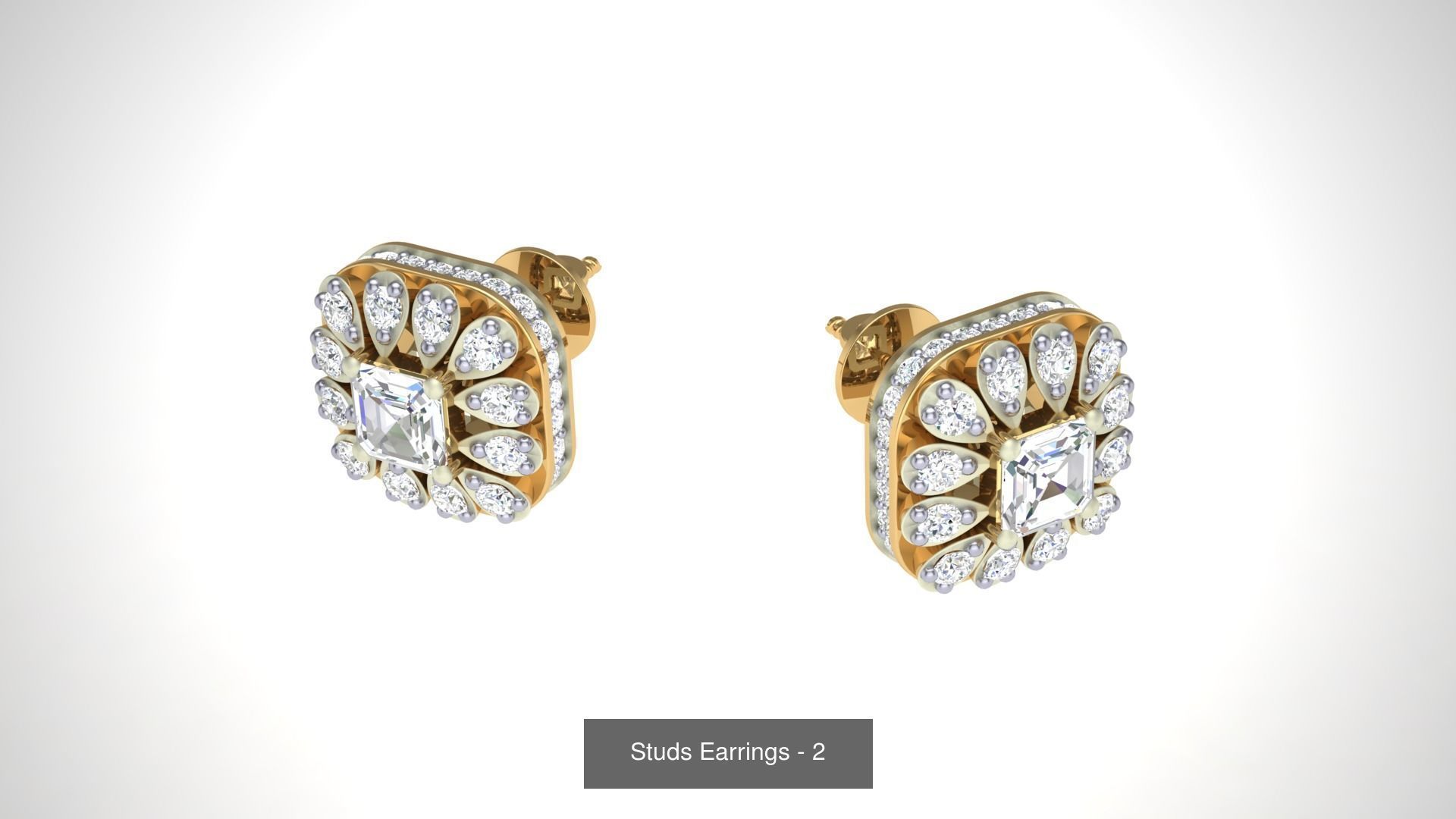 830 Diamond Studs Earrings Pack 3D Model Collection_76