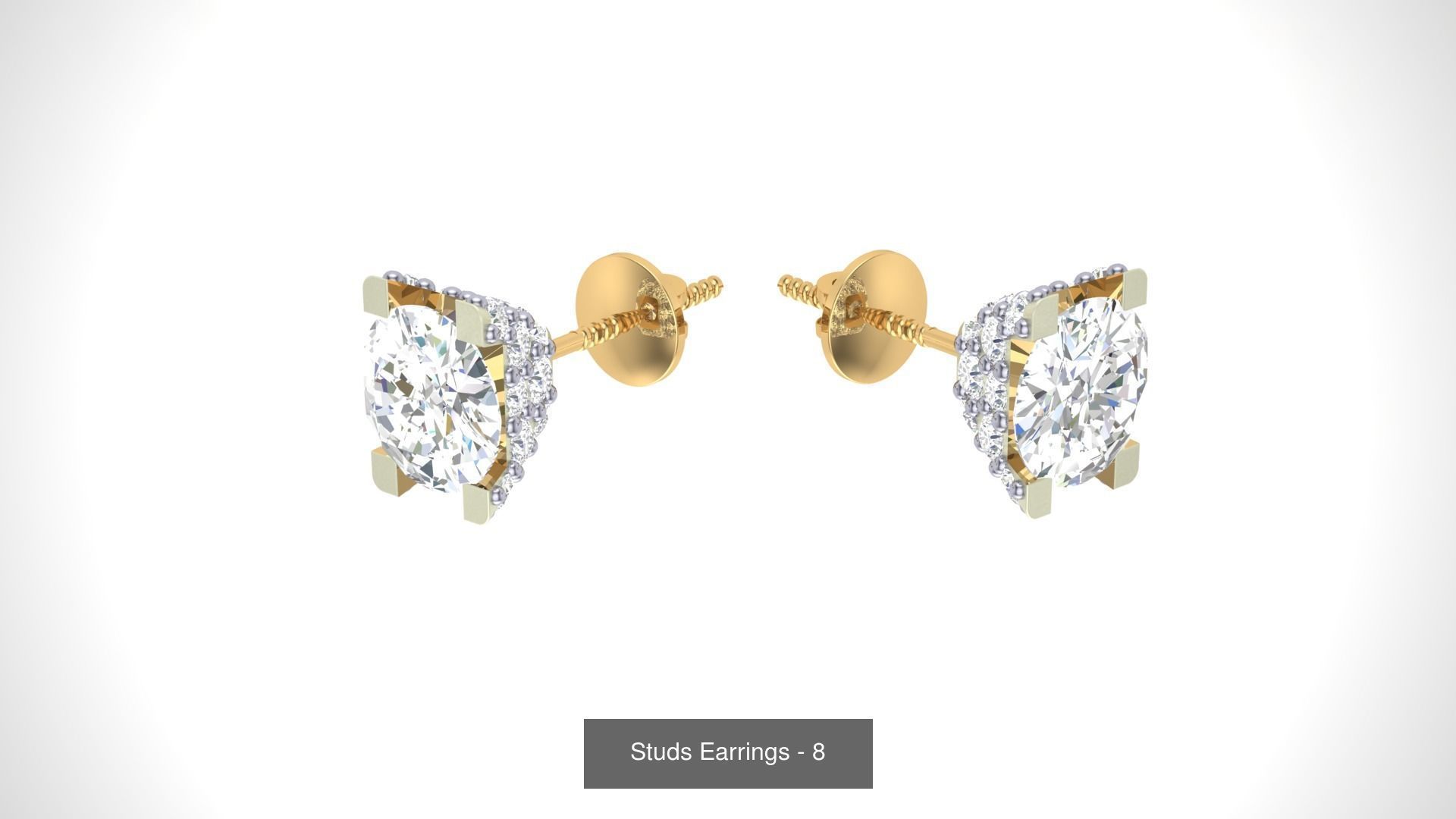 830 Diamond Studs Earrings Pack 3D Model Collection_57