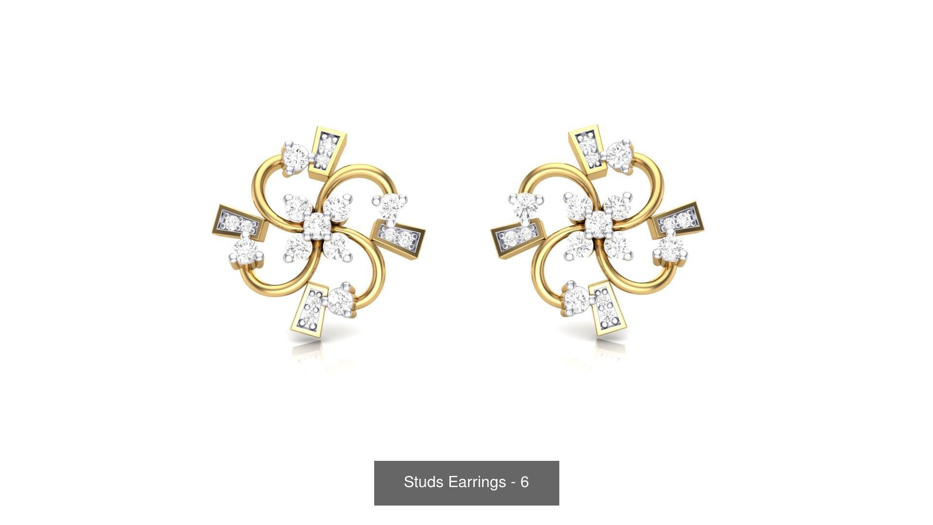 830 Diamond Studs Earrings Pack 3D Model Collection_94