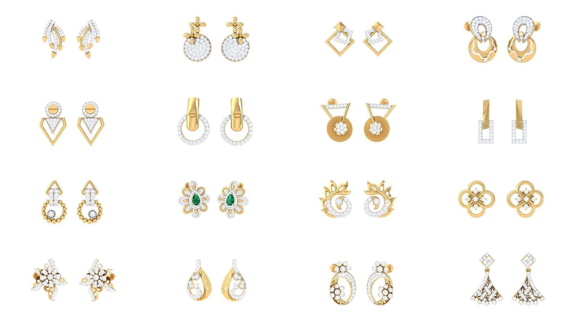 830 Diamond Studs Earrings Pack 3D Model Collection_54