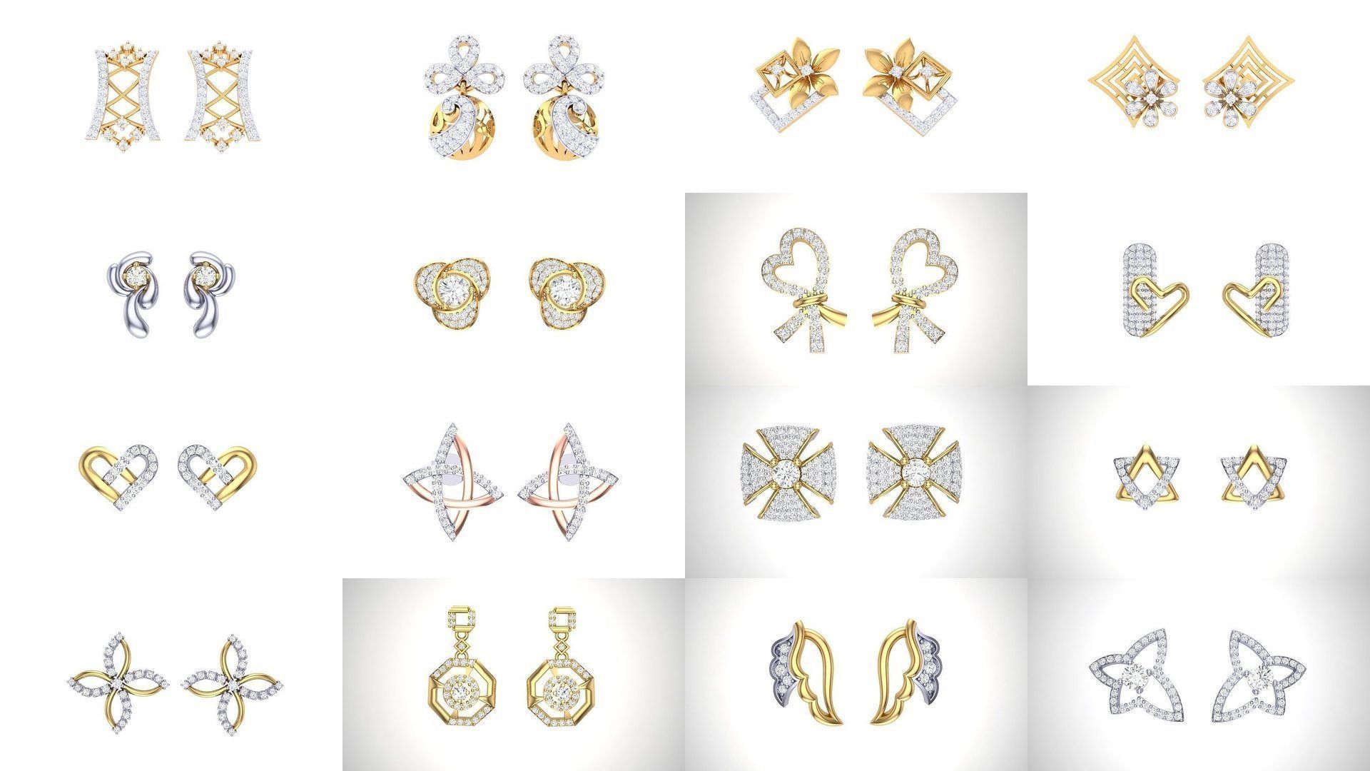 830 Diamond Studs Earrings Pack 3D Model Collection_36