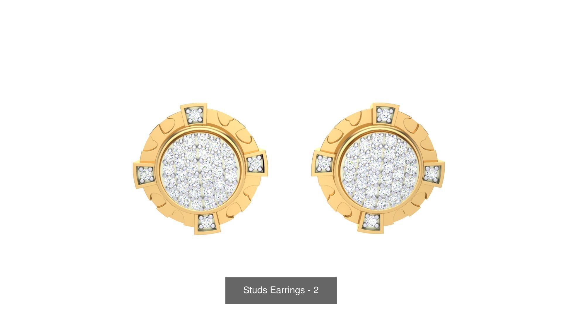 830 Diamond Studs Earrings Pack 3D Model Collection_45