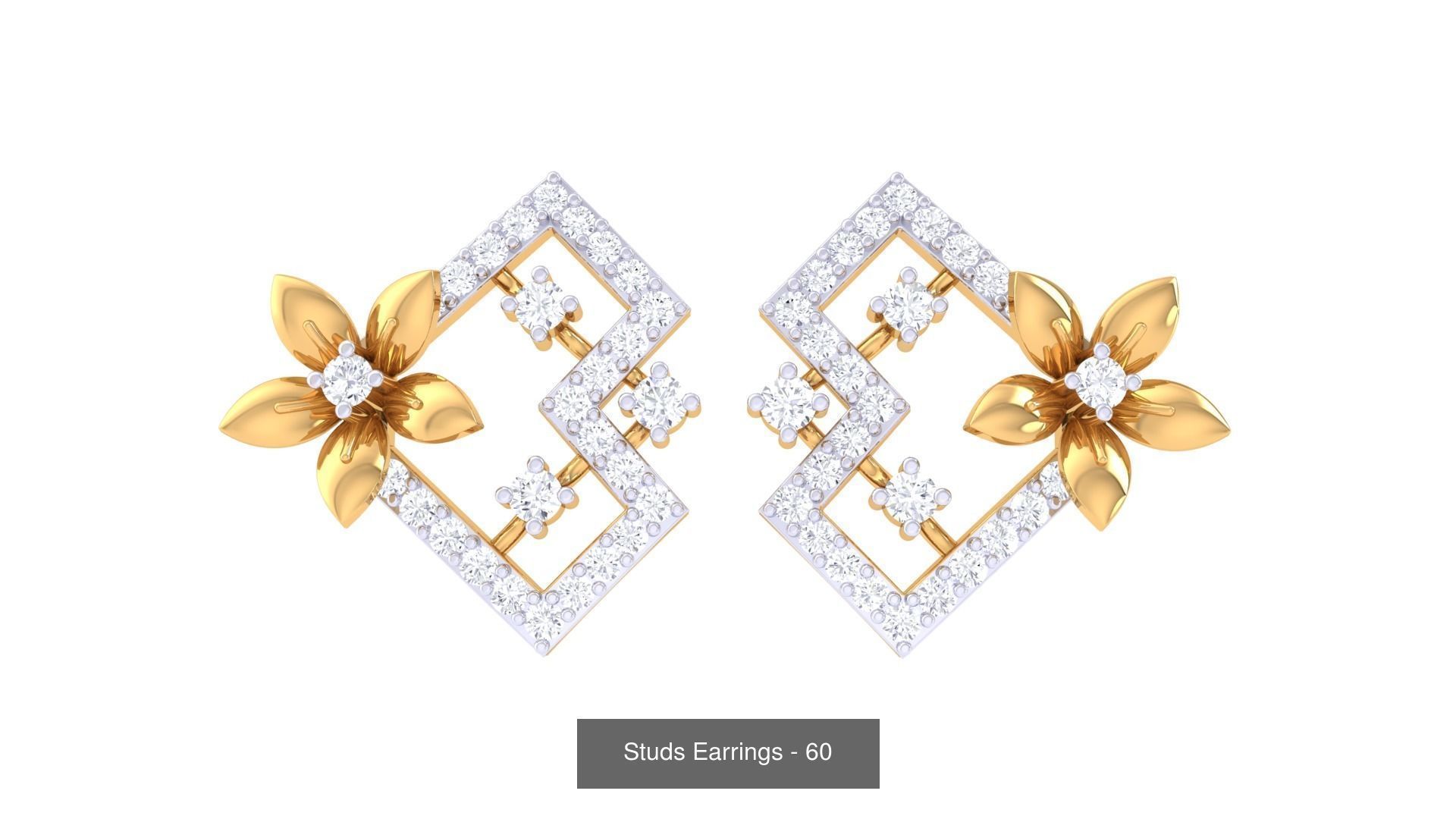 830 Diamond Studs Earrings Pack 3D Model Collection_225