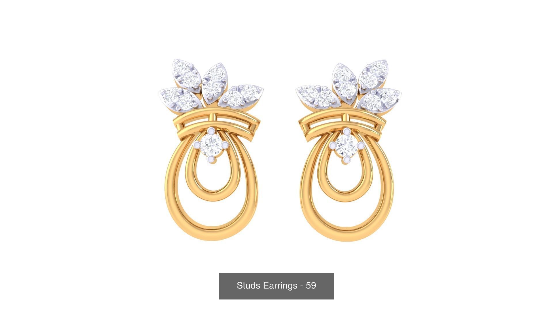 830 Diamond Studs Earrings Pack 3D Model Collection_227