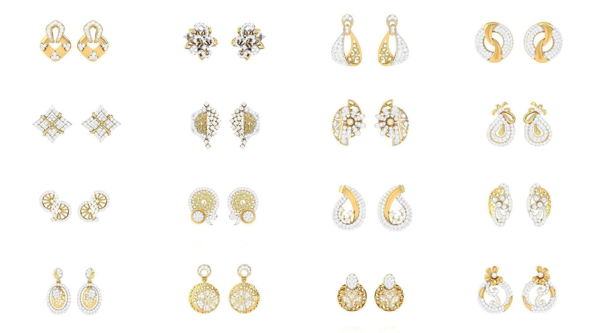 830 Diamond Studs Earrings Pack 3D Model Collection_60