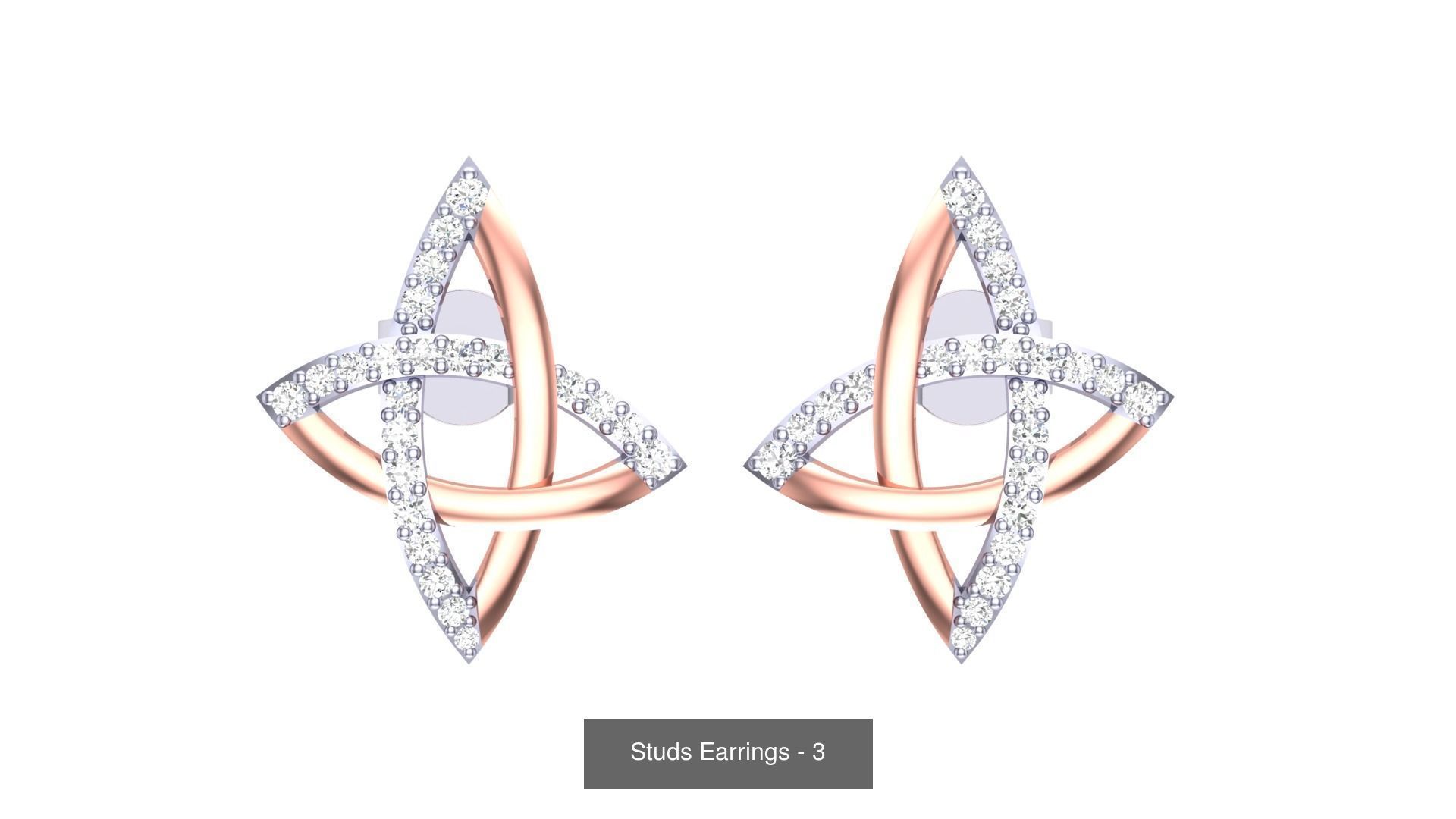 830 Diamond Studs Earrings Pack 3D Model Collection_288