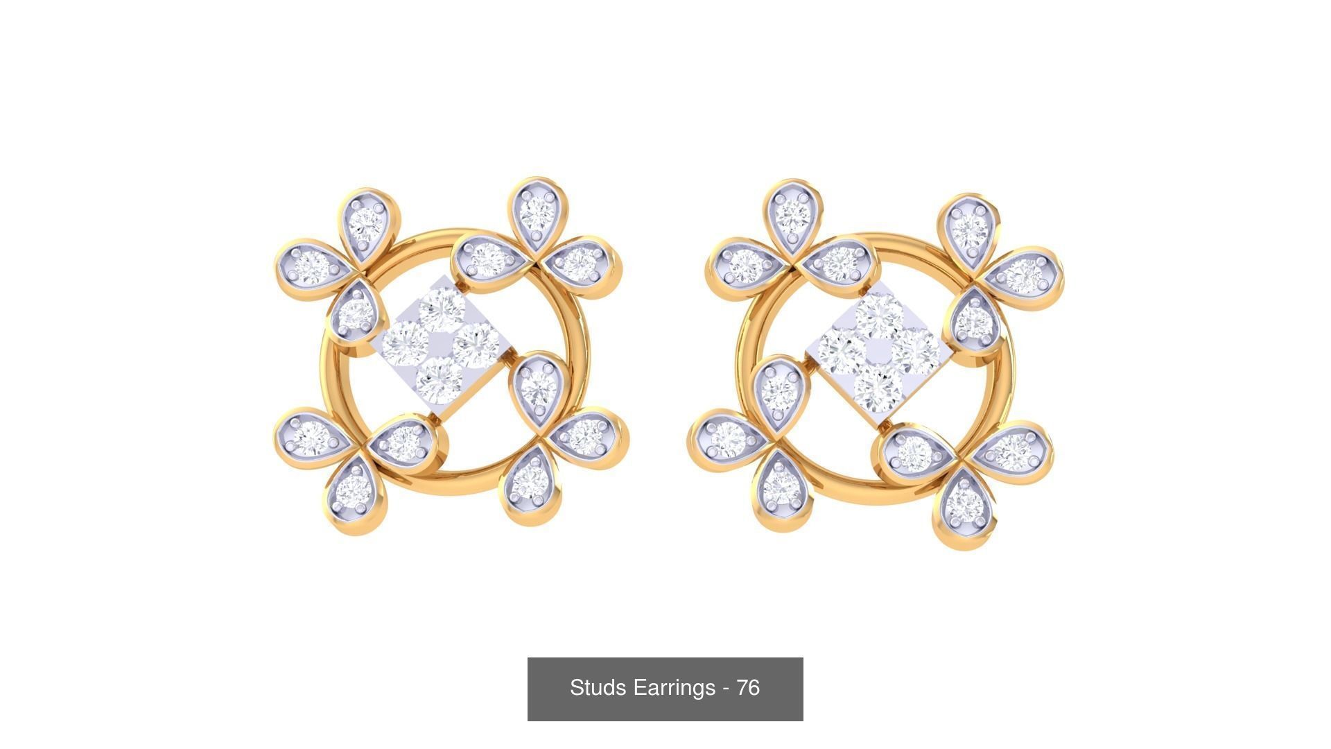 830 Diamond Studs Earrings Pack 3D Model Collection_208