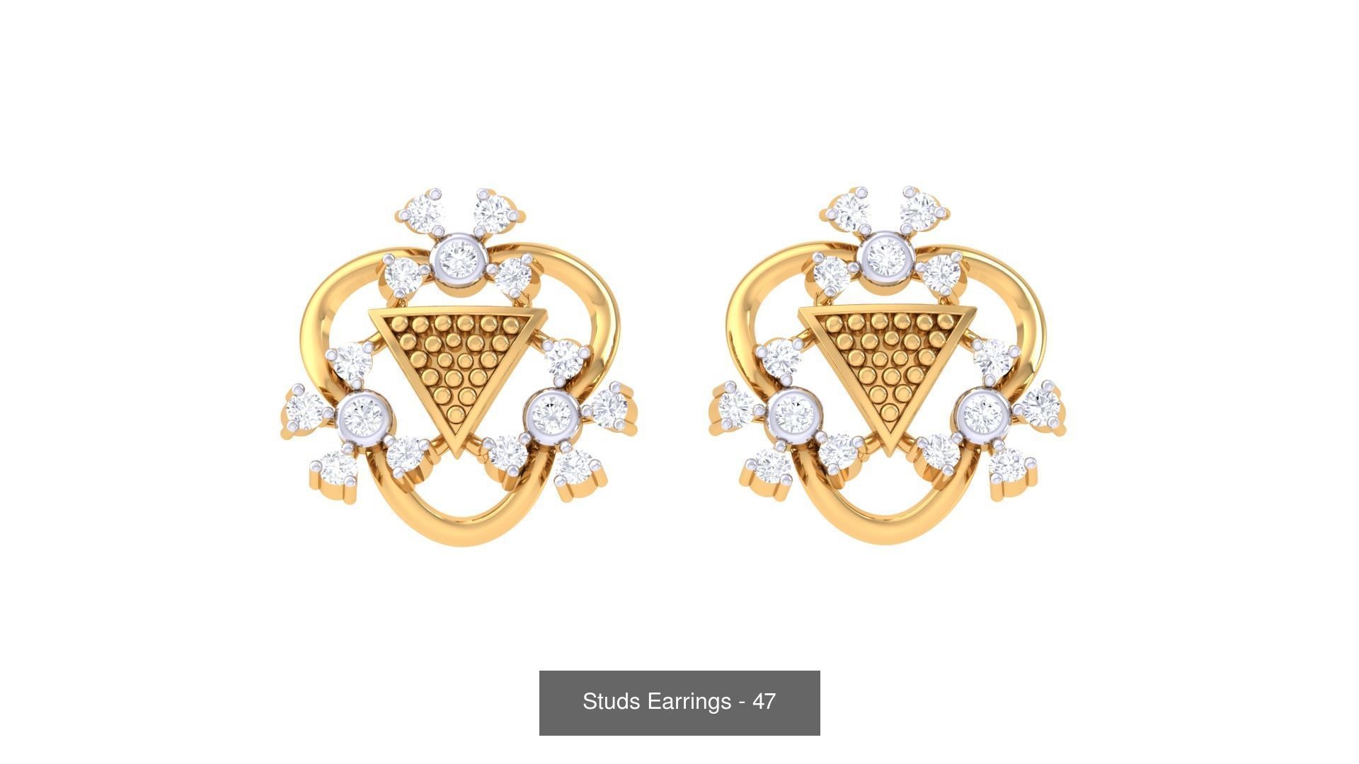 830 Diamond Studs Earrings Pack 3D Model Collection_240
