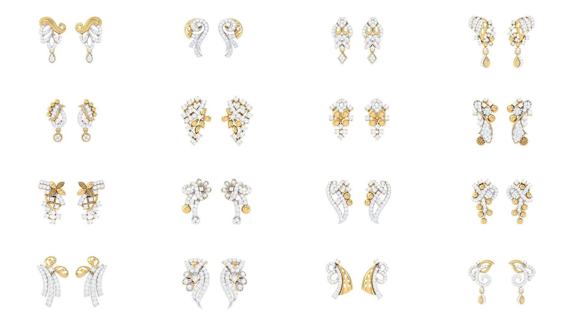 830 Diamond Studs Earrings Pack 3D Model Collection_131