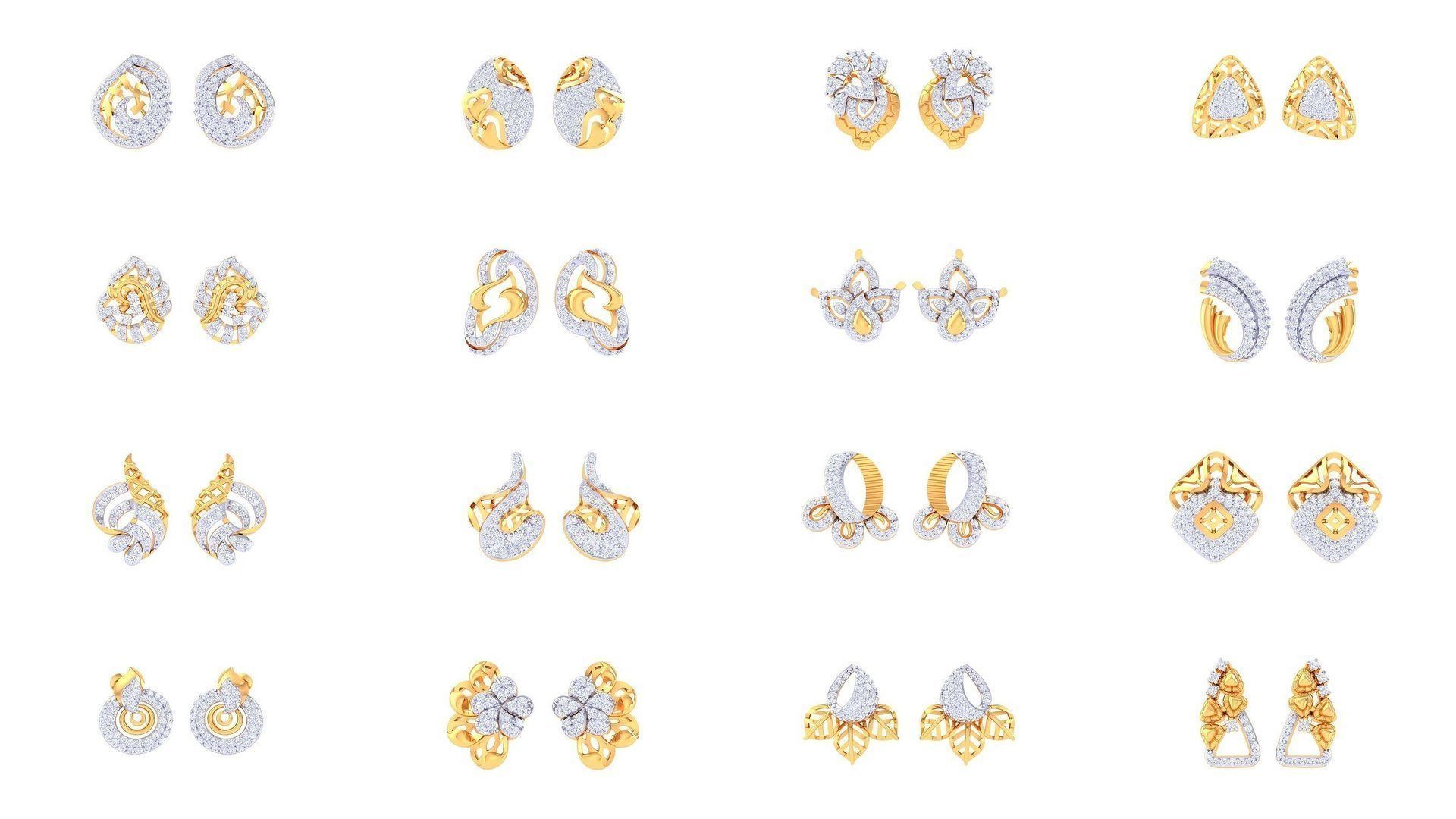 830 Diamond Studs Earrings Pack 3D Model Collection_141