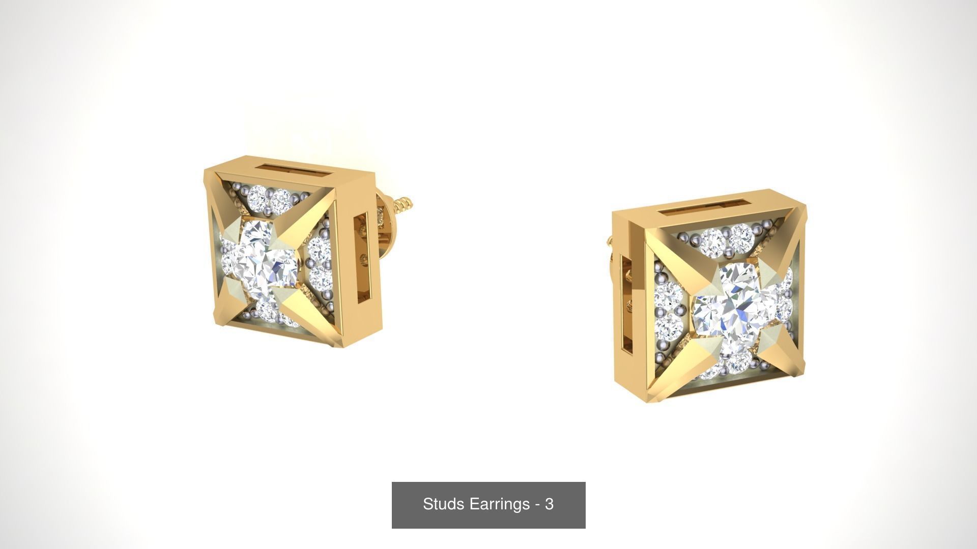 830 Diamond Studs Earrings Pack 3D Model Collection_73