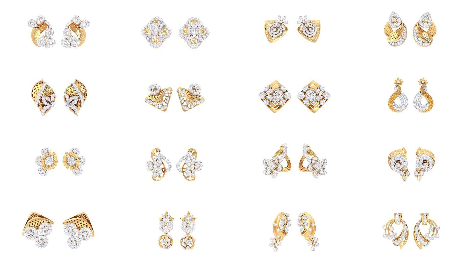 830 Diamond Studs Earrings Pack 3D Model Collection_63