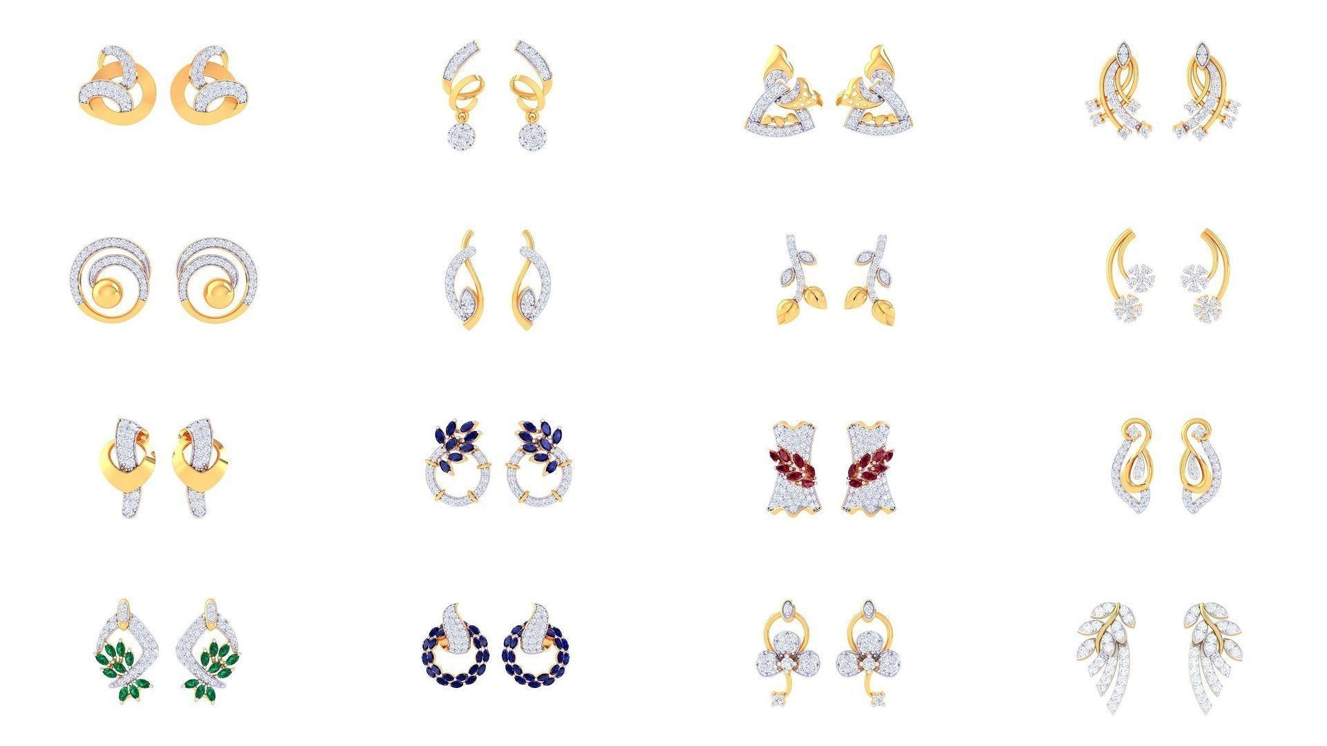 830 Diamond Studs Earrings Pack 3D Model Collection_129