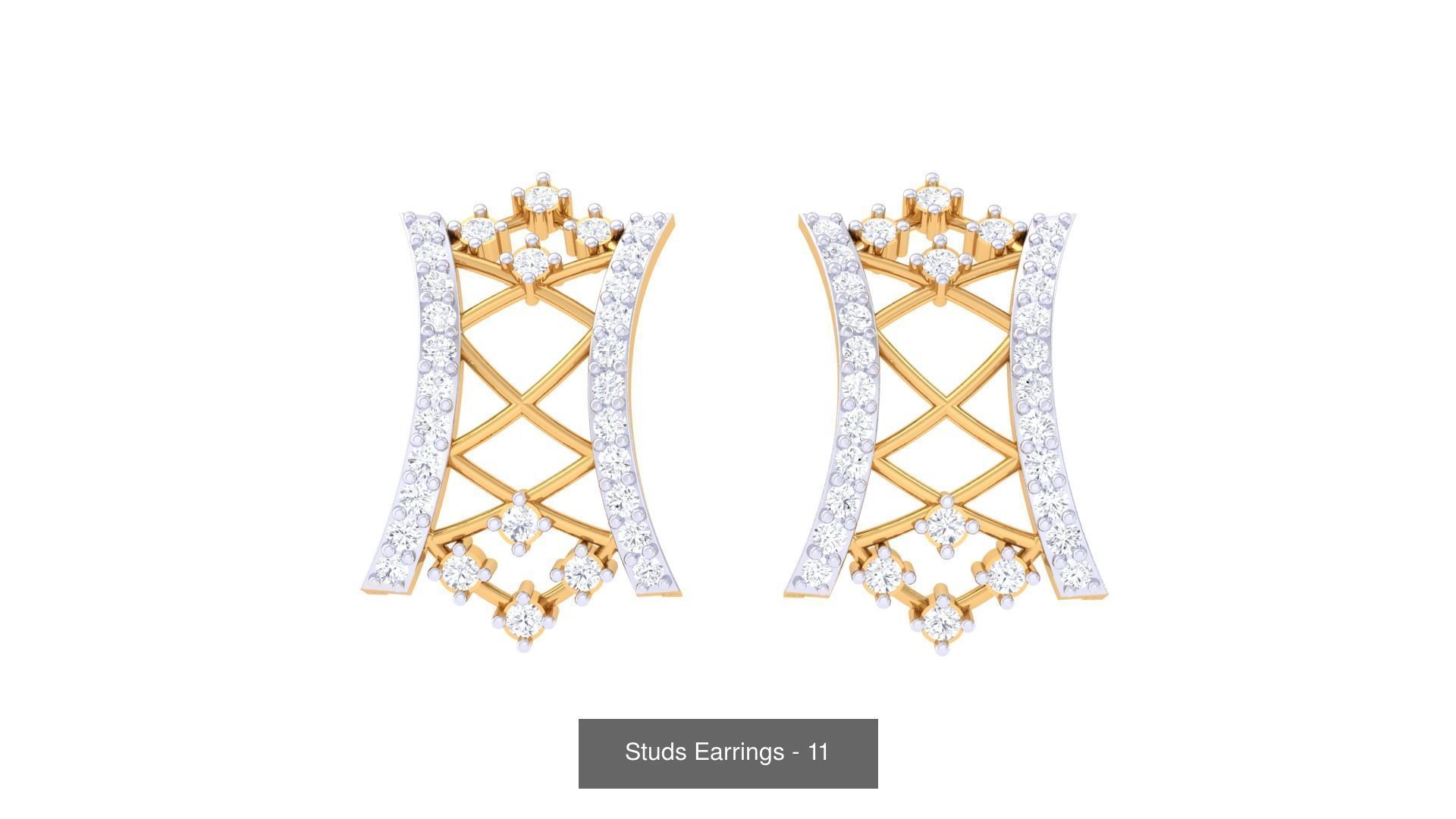 830 Diamond Studs Earrings Pack 3D Model Collection_279
