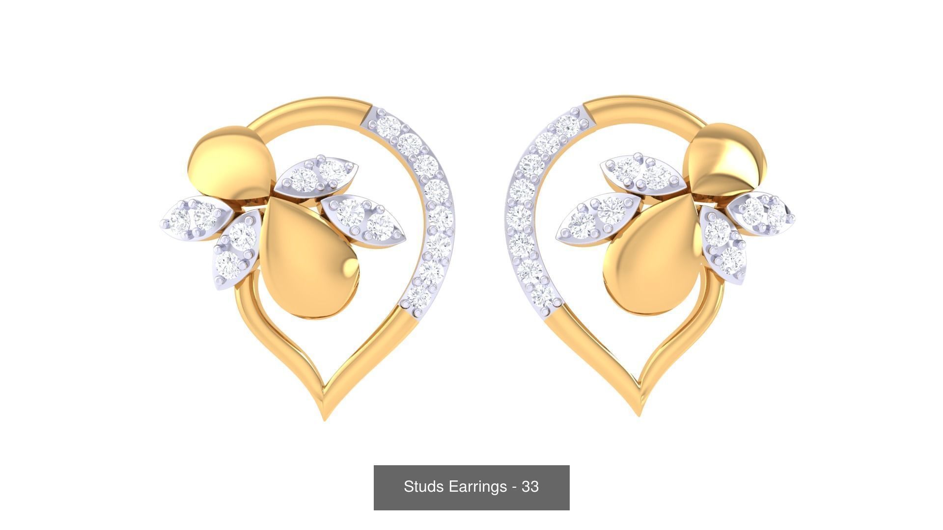 830 Diamond Studs Earrings Pack 3D Model Collection_255
