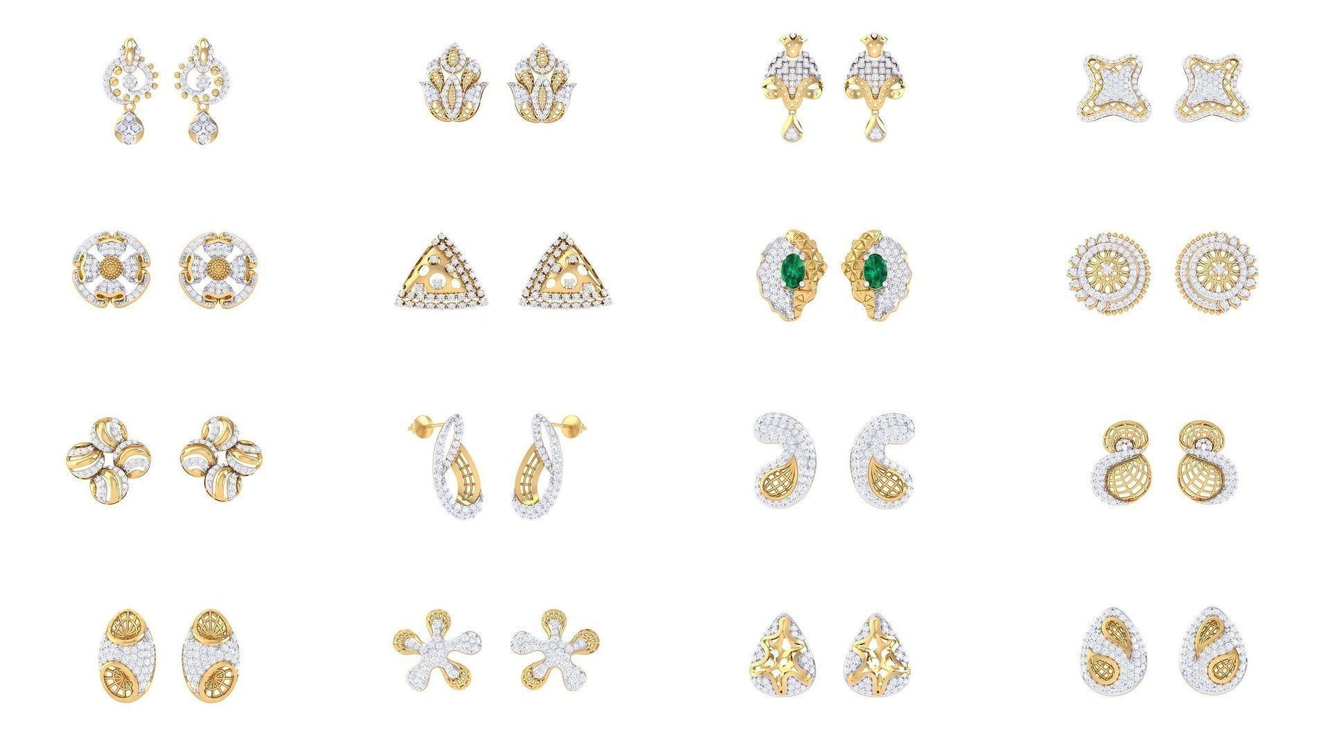 830 Diamond Studs Earrings Pack 3D Model Collection_137