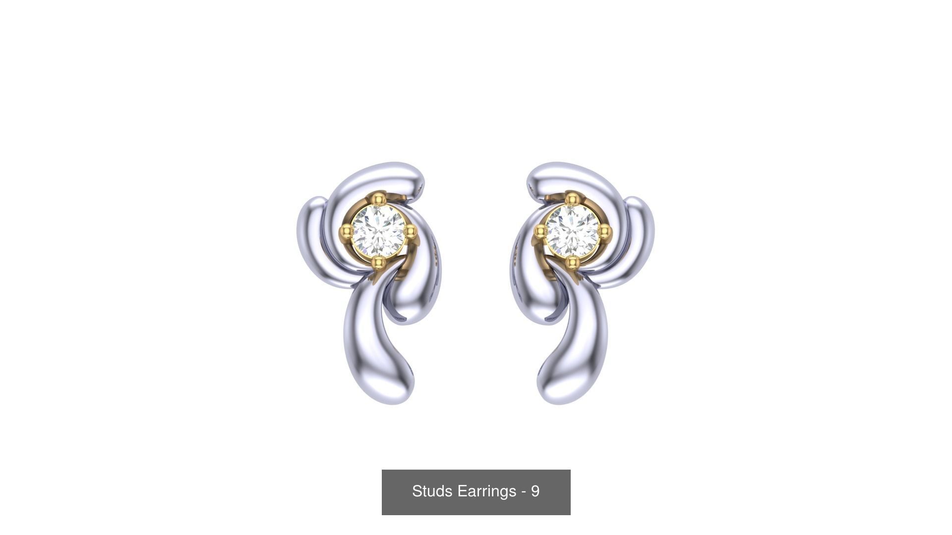 830 Diamond Studs Earrings Pack 3D Model Collection_283