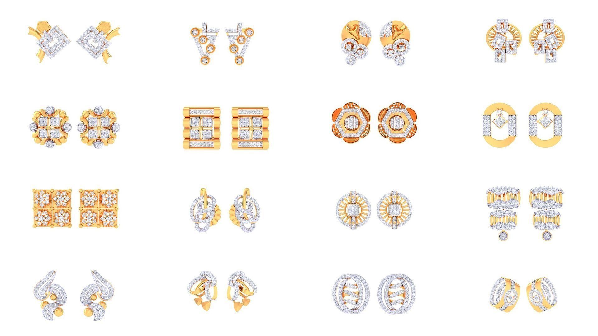 830 Diamond Studs Earrings Pack 3D Model Collection_75