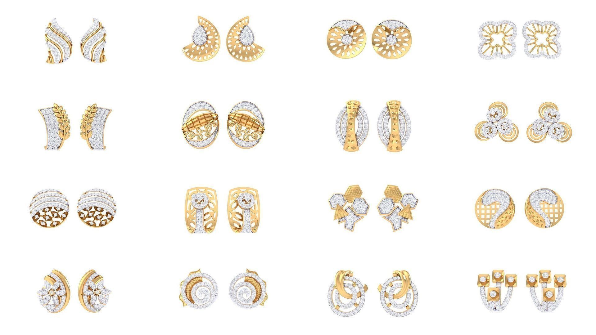 830 Diamond Studs Earrings Pack 3D Model Collection_9