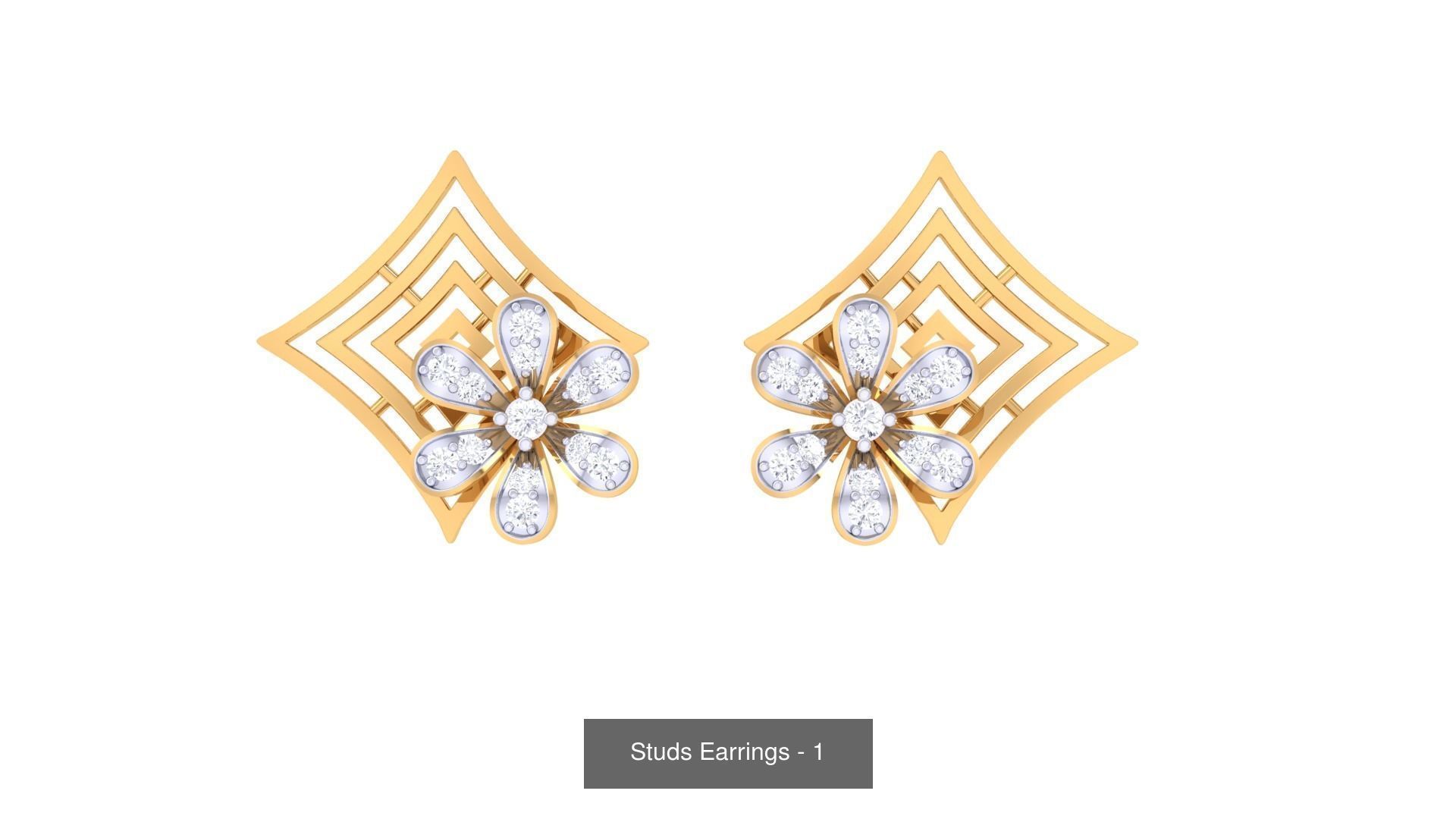 830 Diamond Studs Earrings Pack 3D Model Collection_282