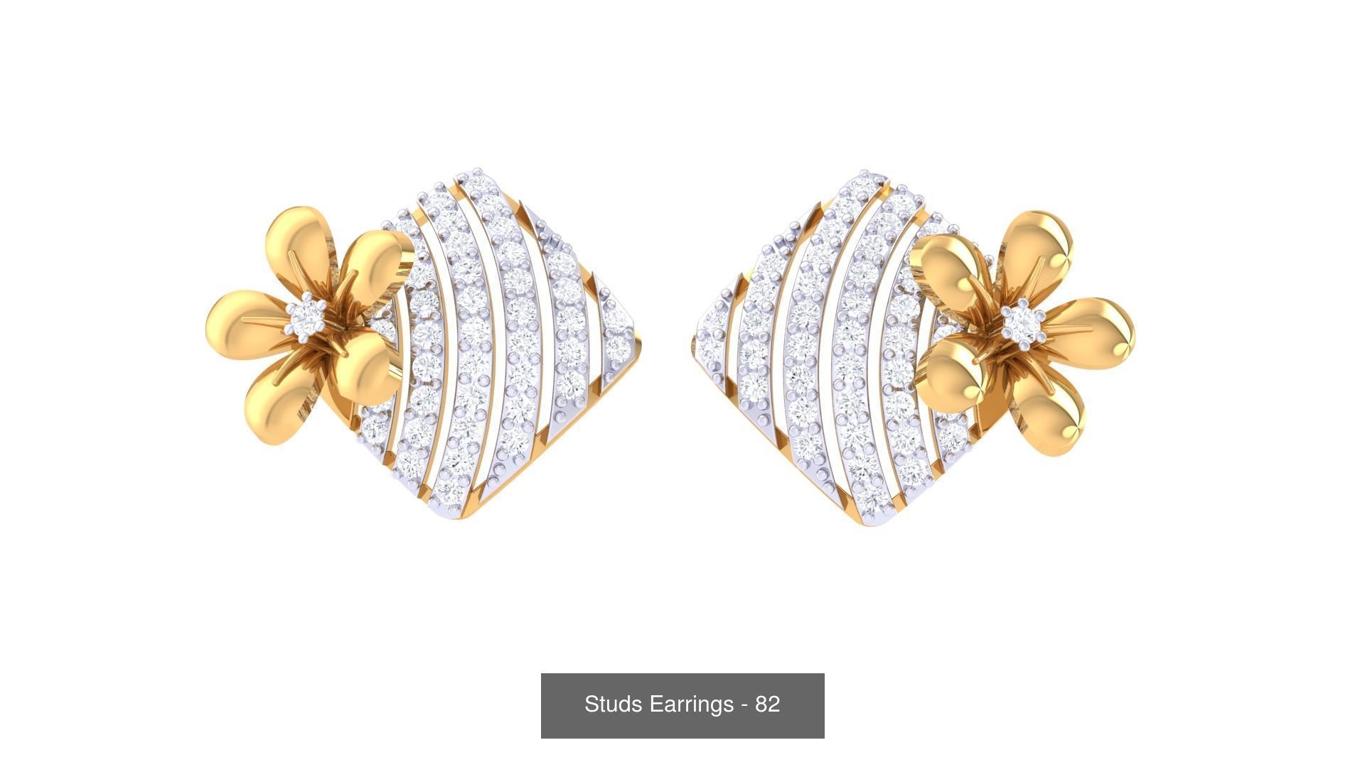 830 Diamond Studs Earrings Pack 3D Model Collection_201