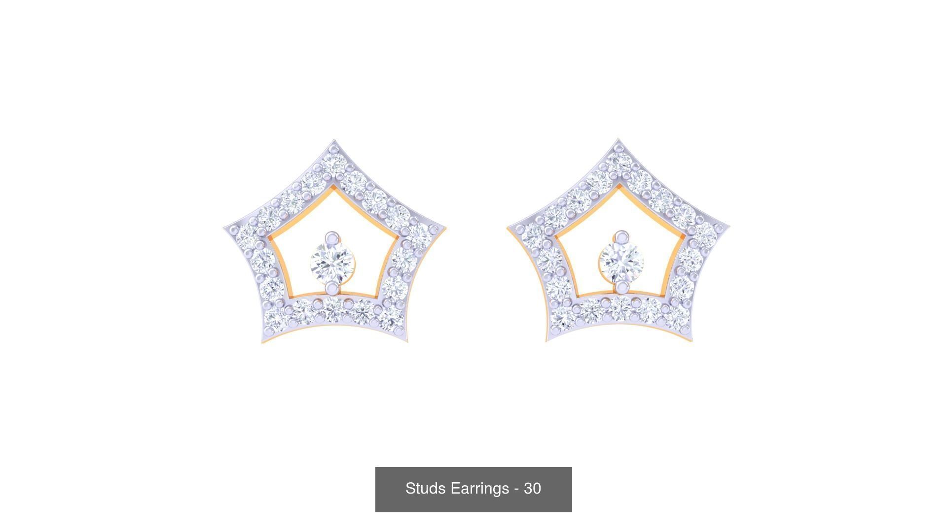 830 Diamond Studs Earrings Pack 3D Model Collection_177